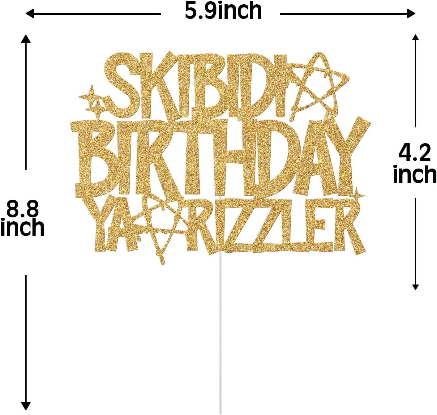 Thumbnail 6 de Skibidi Birthday Ya Rizzler Cake Topper, Gold Glitter
