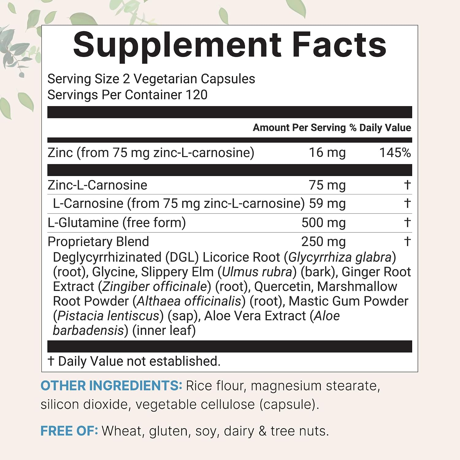 Detalle 2 de Micro Ingredients Zinc Carnosine Capsules, 240 Count