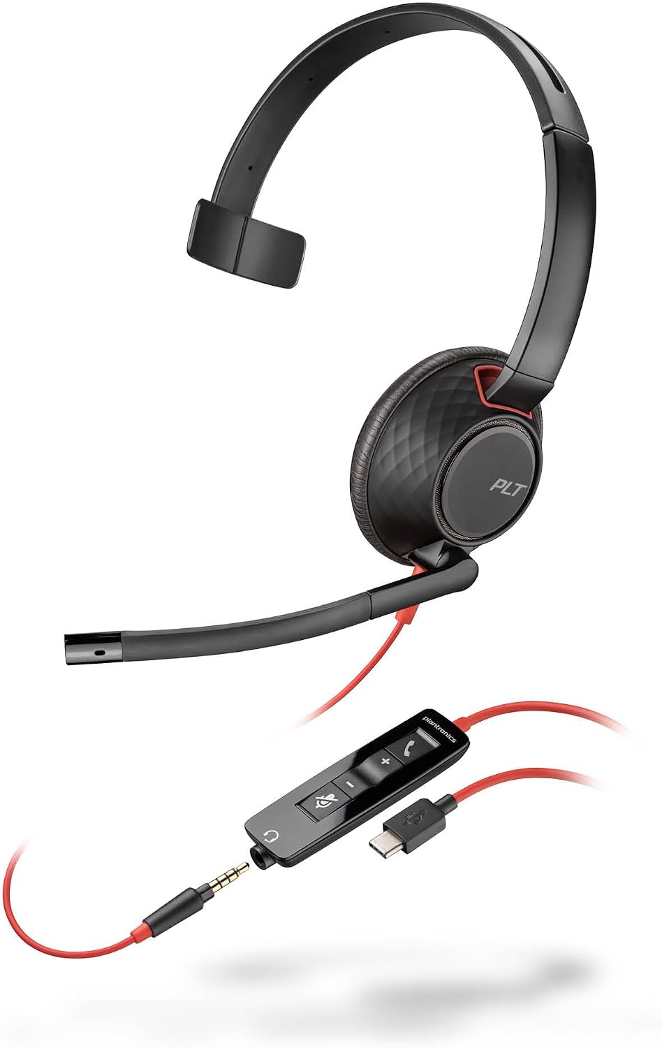 Detalle de Poly Blackwire 5210 Wired Headset, Single-Ear with USB-C and Noise-Cancelling Mic