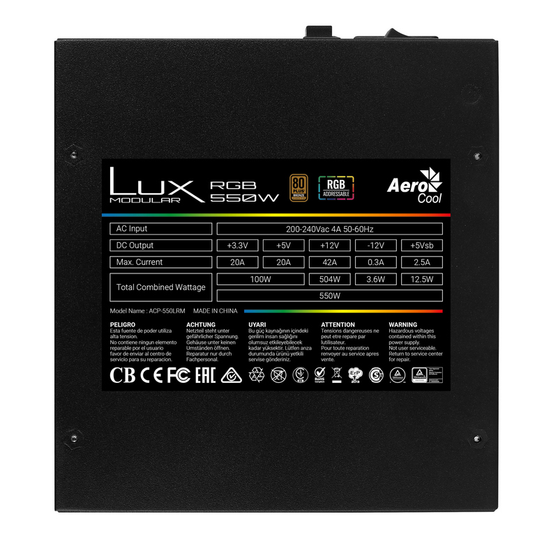 Detalle 2 de Aerocool LUX 550M RGB fuente 550 W bronze semi‑modular