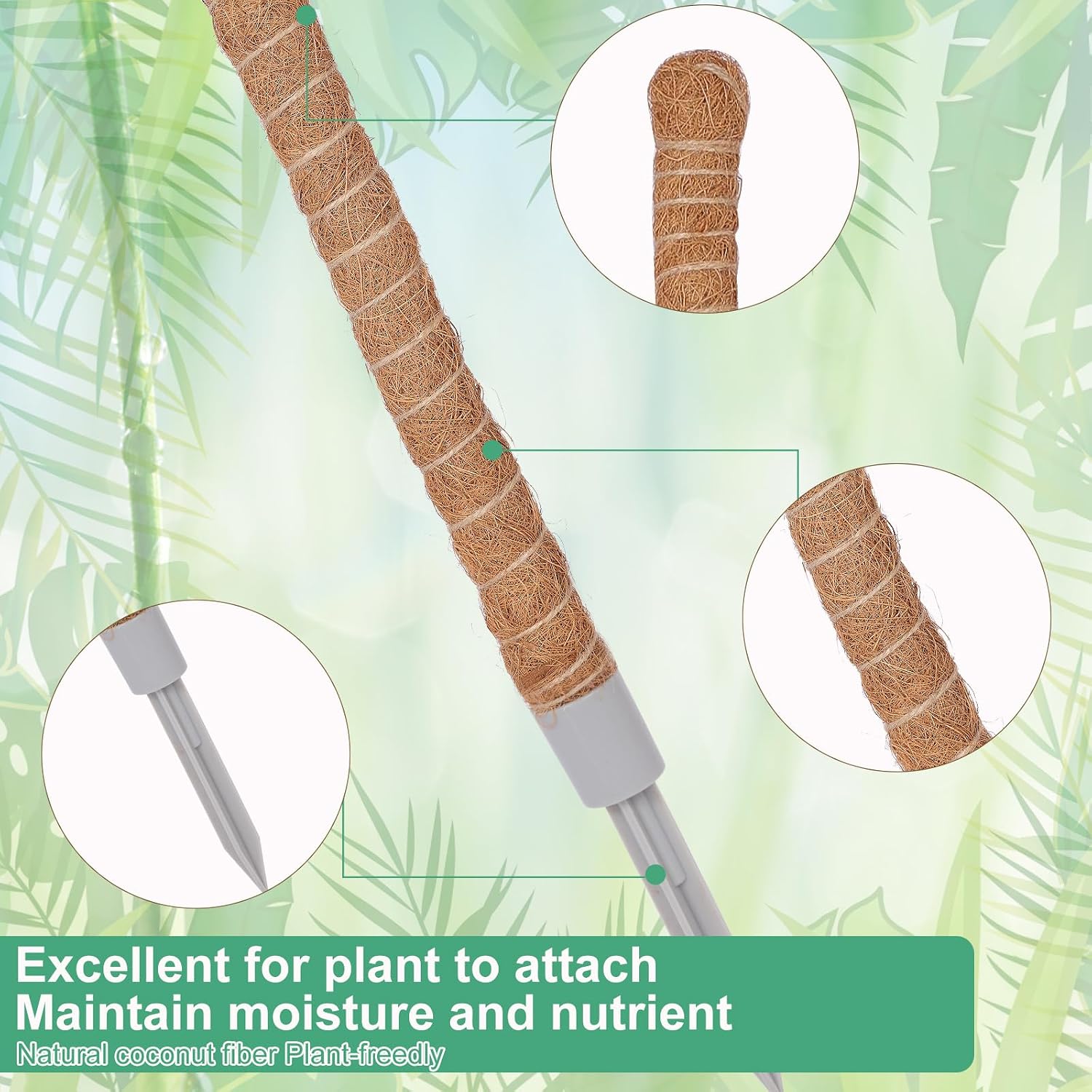 Detalle 1 de LifeNest LifeNest-01 Moss Pole Plant Supports, 50-Inch Coir, 3-Pack