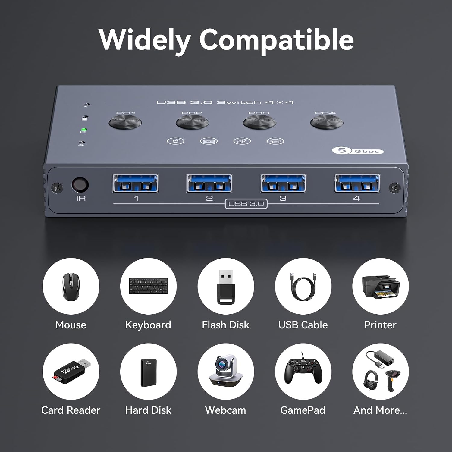 Detalle de USB 3.0 switch for four computers