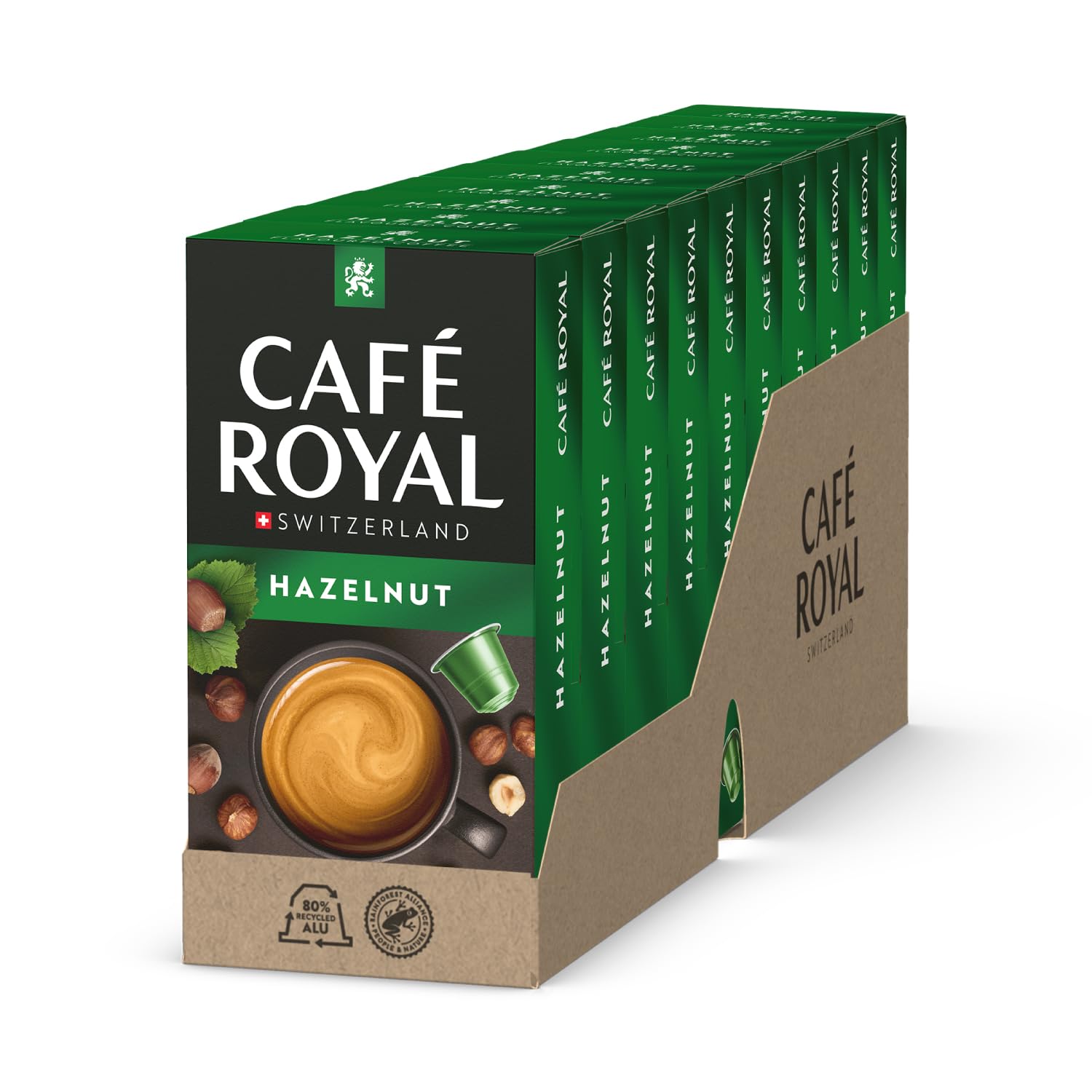Detalle de Café Royal Caramel Flavoured Kaffee – Nespresso-kompatible Kaffeekapseln, 100 Kapseln, 100% Arabica, Rainforest Alliance
