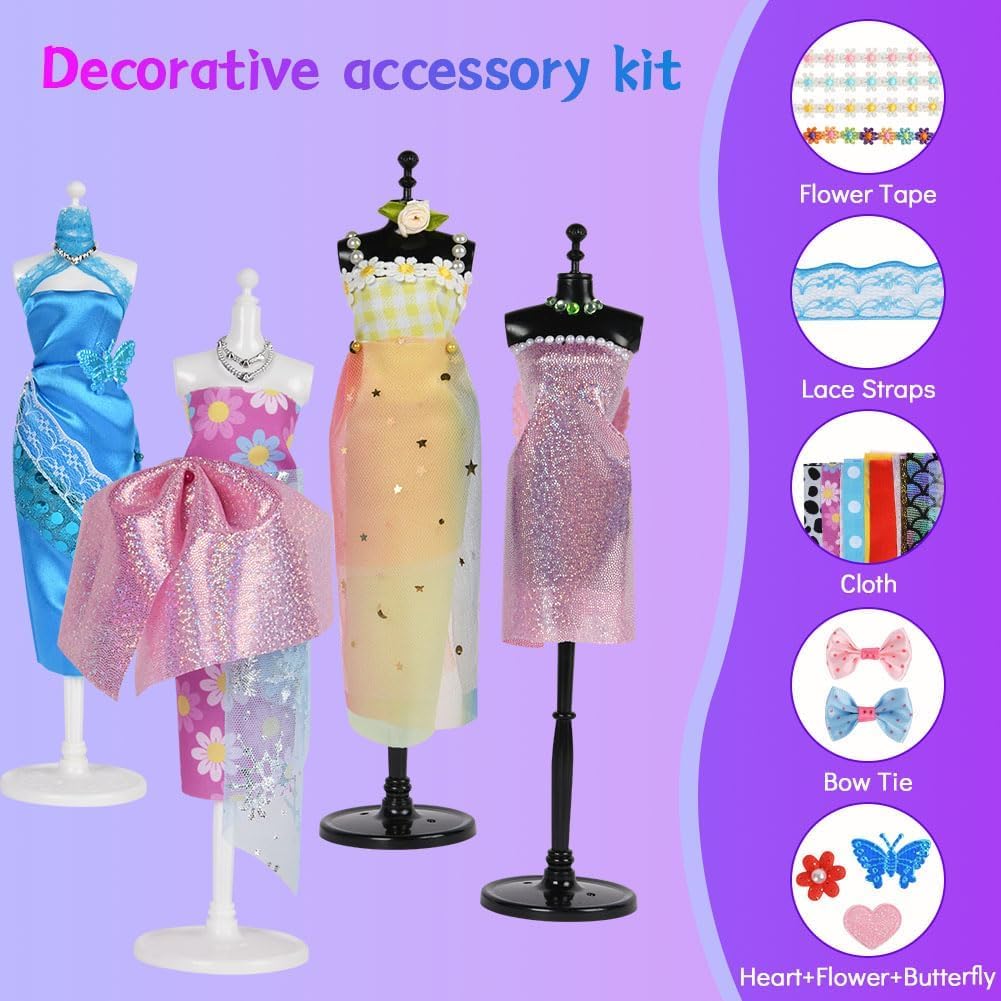 Detalle 2 de Aomig Kit di design per ragazze con 4 manichini e oltre 600 pezzi da cucito