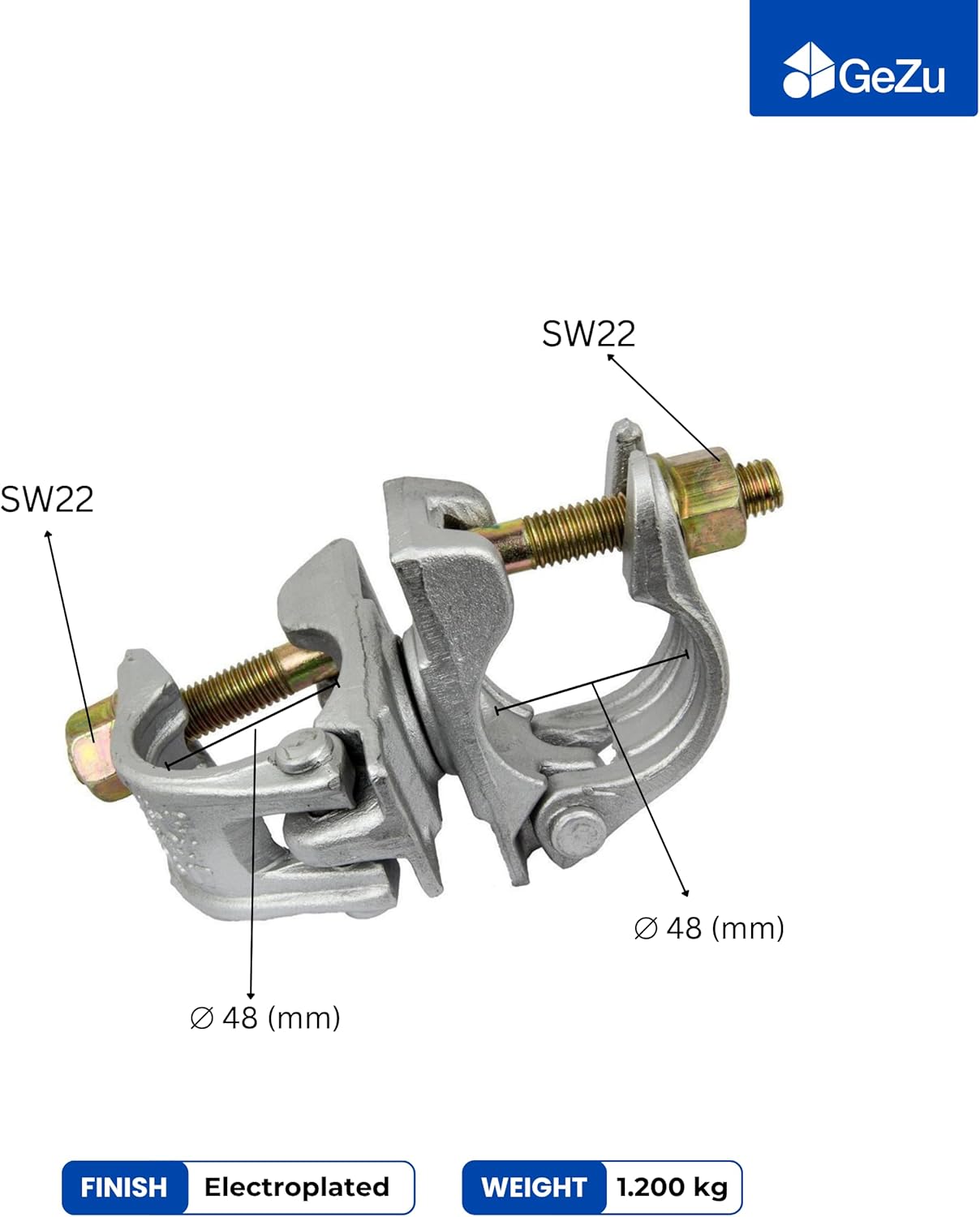 Detalle de GeZu Impex accouplement d’échafaudage galvanisé (lot de 12) 48 x 48 mm, pour tube d’acier