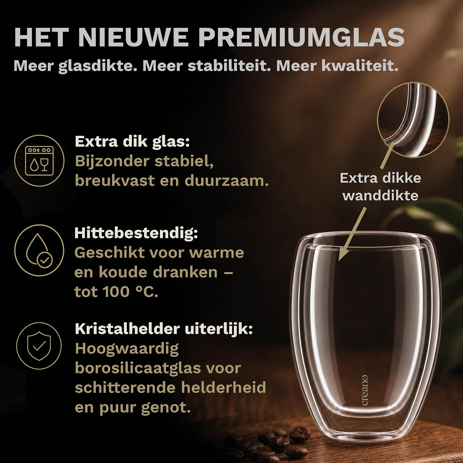 Detalle de Creano 20,90 dubbelwandige drinkglazen 250 ml, set van 2 met GastroSeal