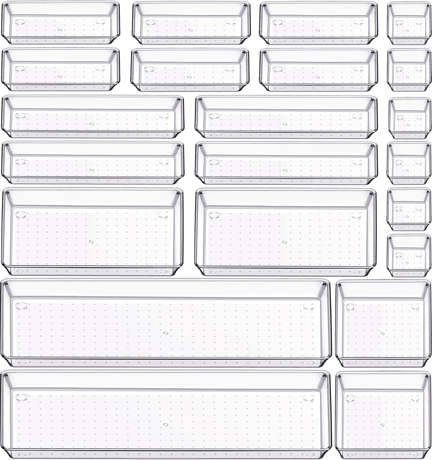 Detalle de Criusia 22-Piece Acrylic Drawer Organizer bins