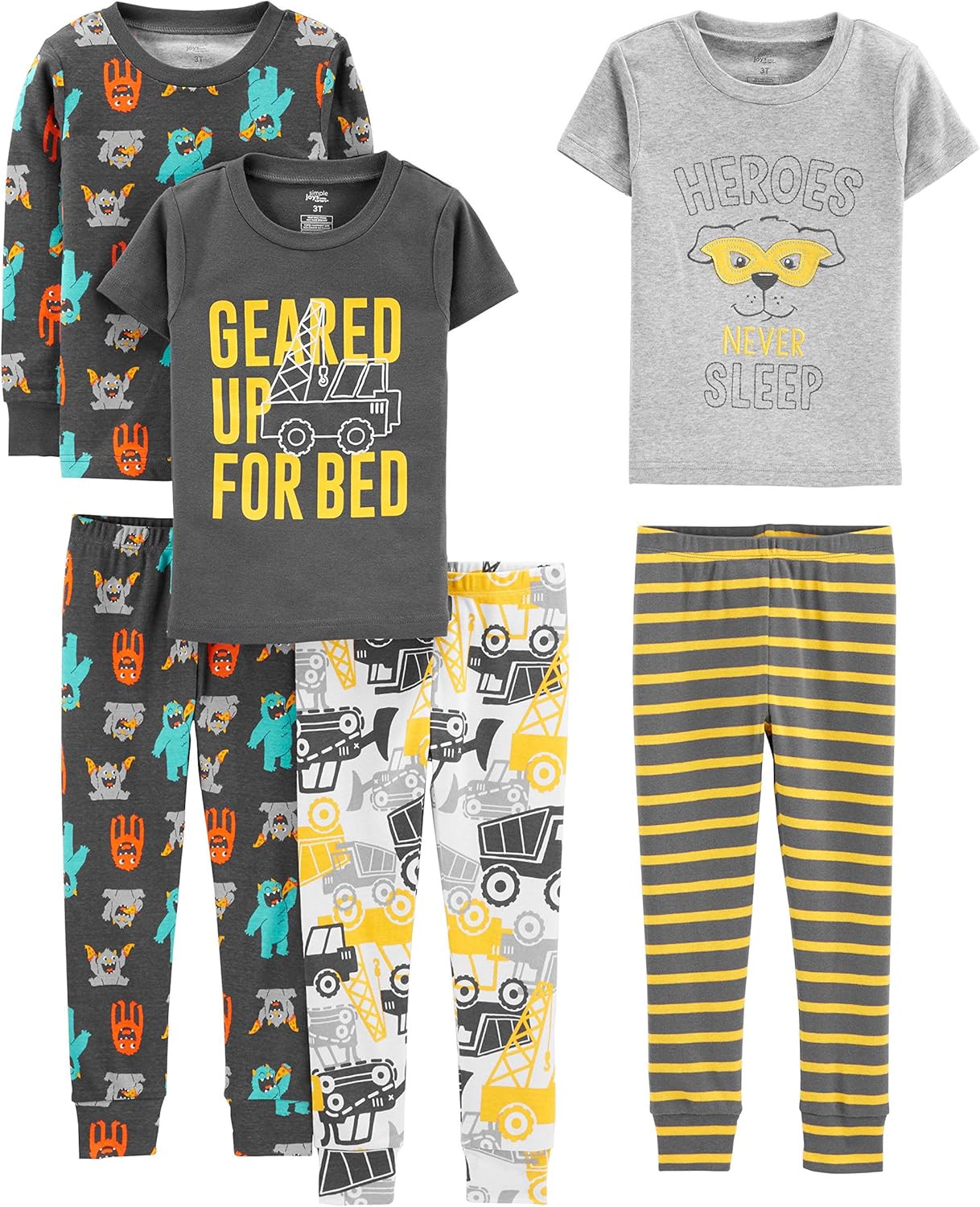 Thumbnail 6 de Simple Joys by Carter's Girls 6-Piece Snug Fit Cotton Pajama Set