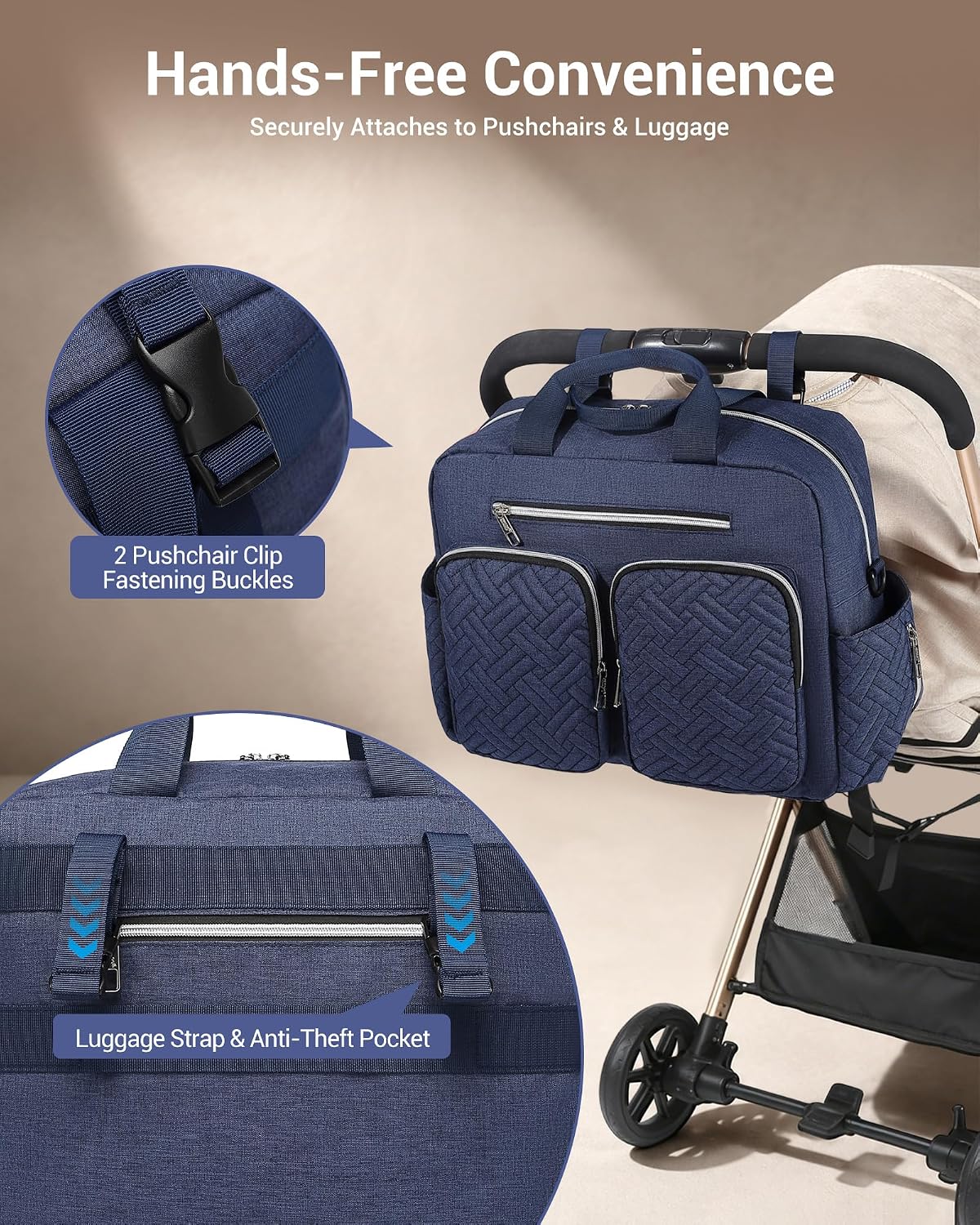Thumbnail 3 de Kono Baby Changing Bag: Multifunction Nappy Bag with Portable Changing Mat