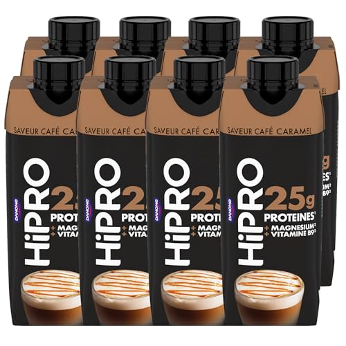 Detalle de HiPRO Boisson protéinée goût caramel café – 330 ml, Lot de 8x330 ml