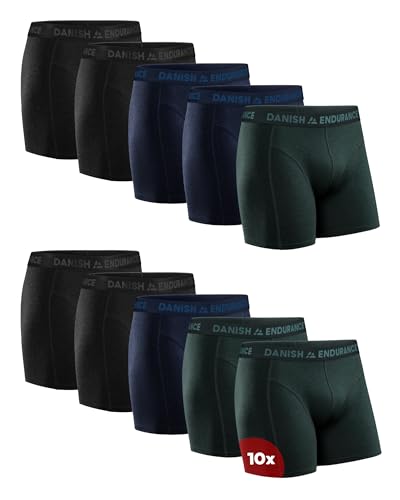 Detalle de DANISH ENDURANCE Boxer Algodón Premium – Pack XL (4x Negro, 3x Azul Melange, 3x Verde)