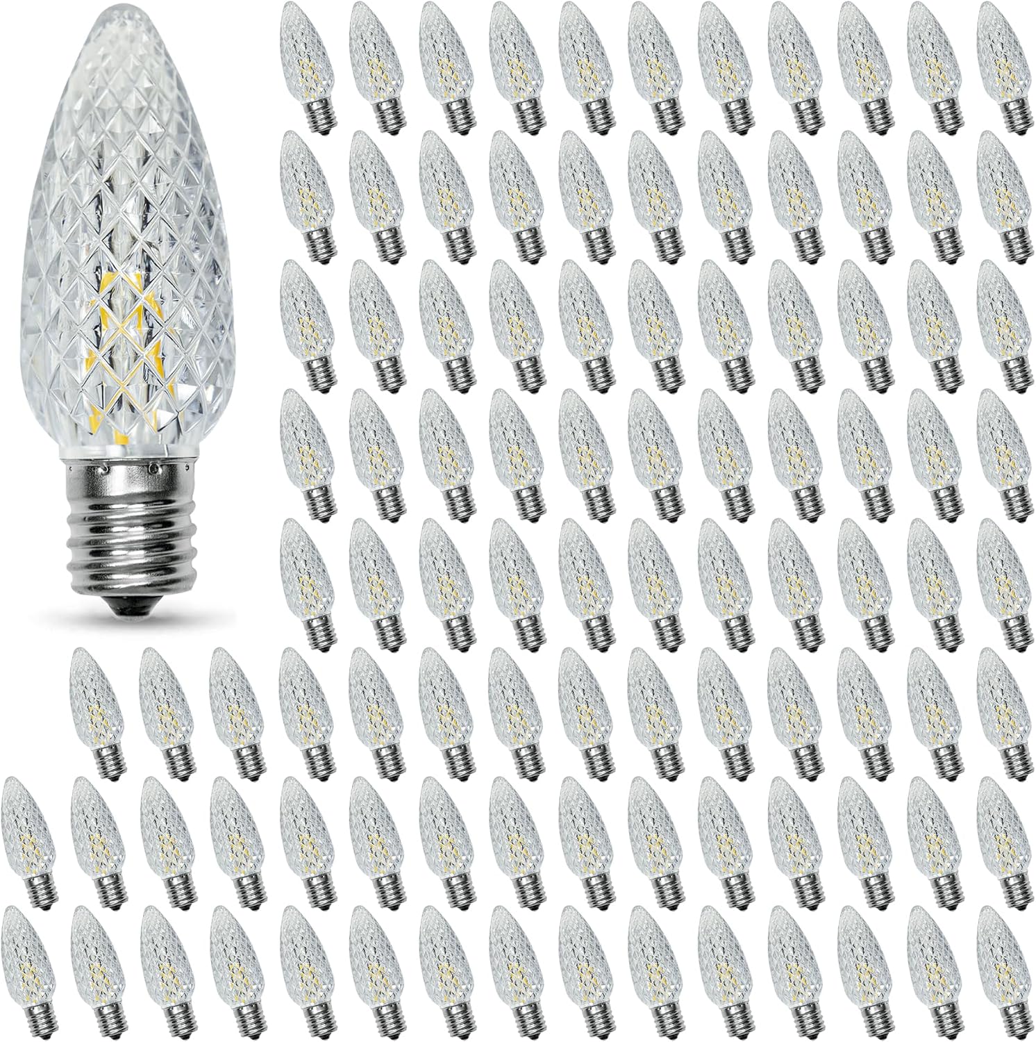 Detalle de Austin Coast C9 LED Christmas Bulbs, 100-Pack, 2700K Warm White, E17 Base