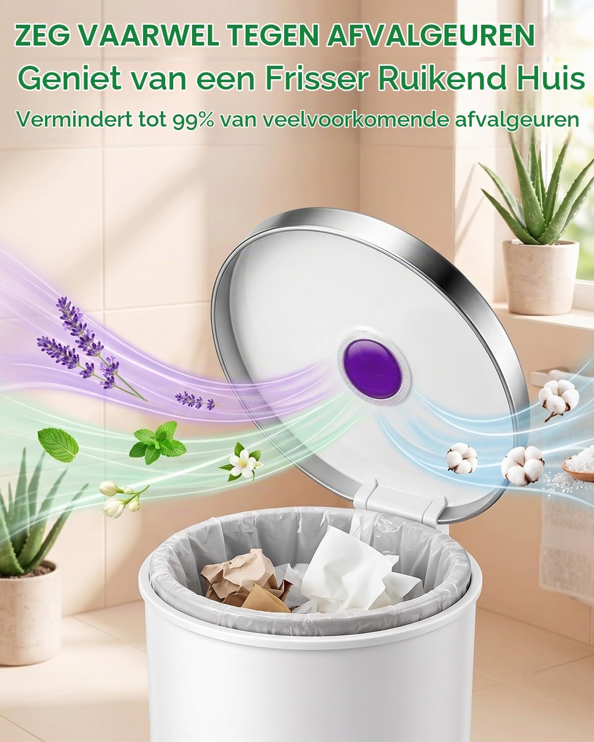Detalle 2 de Weabisoo prullenbakgeurneutralisator, 6 zelfklevende geurpatches met 3 geuren
