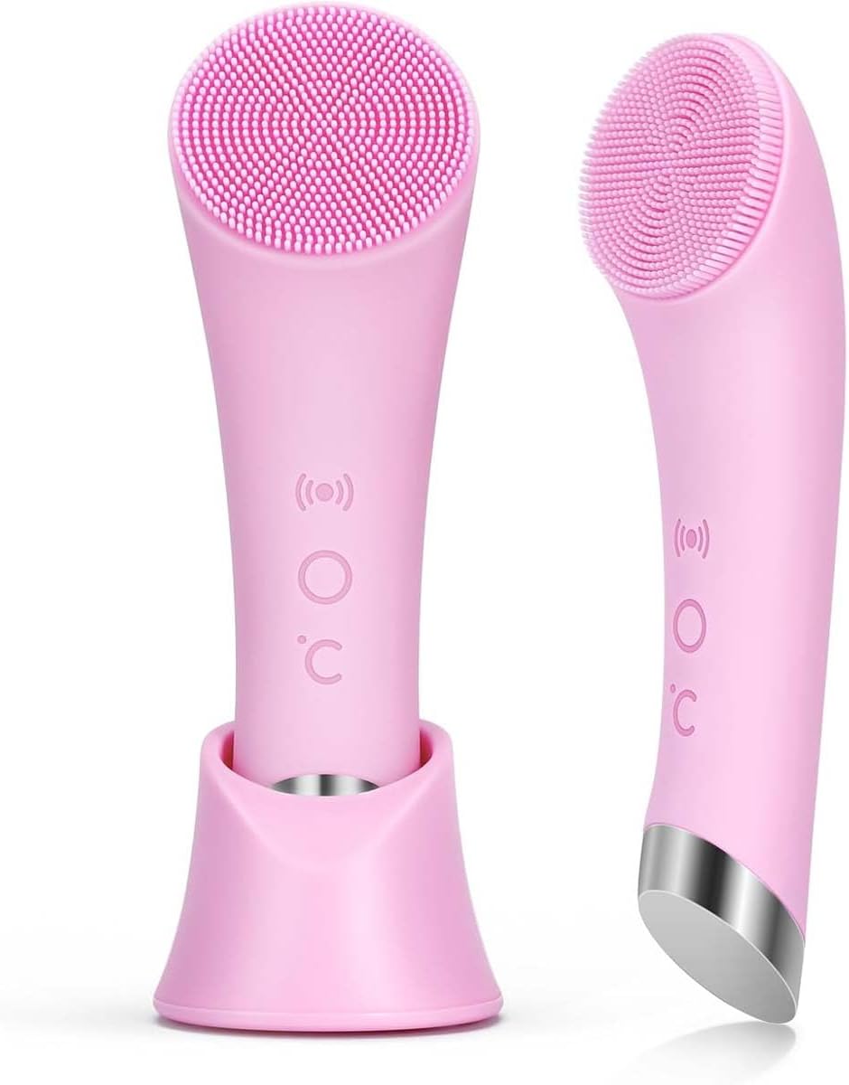 Detalle de PRITECH Facial Cleansing Brush with Heatable Vibrating Massage – Pink