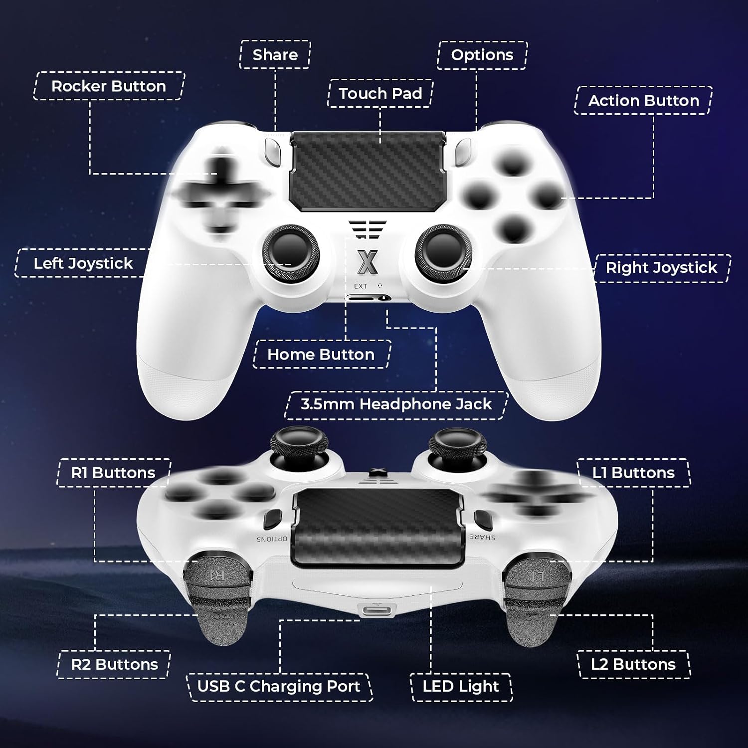 Thumbnail 3 de Suoxiom Wireless Controller for PS4, six-axis sensor