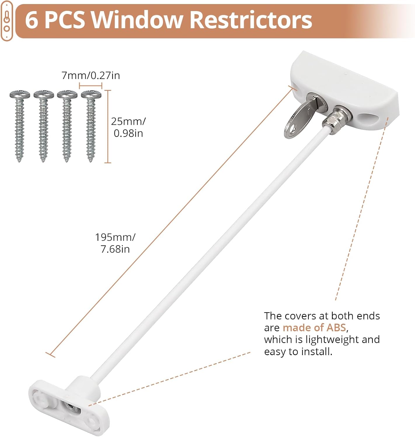 Thumbnail 1 de Kamtop 10PCS Window Restrictor Child Safety Locks – Flexible Cable, ABS & Stainless Steel