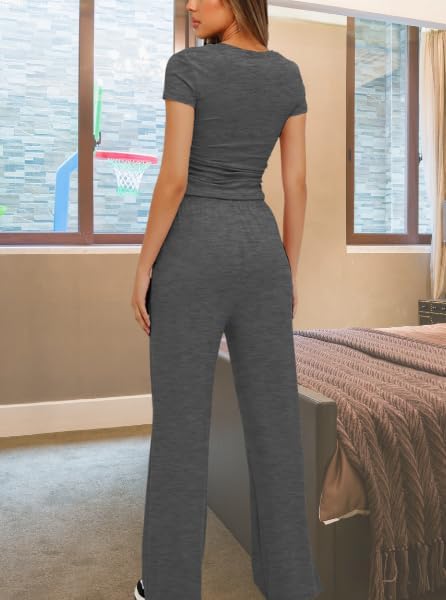 Detalle de crazy bean joggingpak voor dames, 2-delig met hoge taille, trekkoord en wijde pijpen