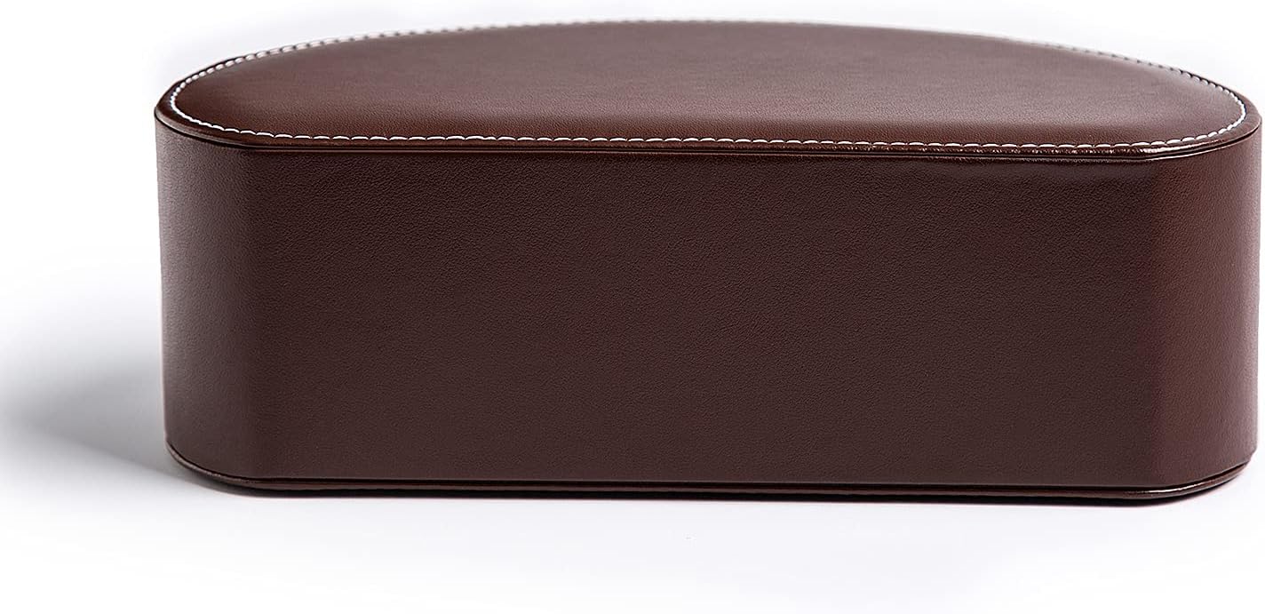 Detalle de SANQIANWAN Fernbedienungshalter aus PU-Leder, 5 Fächer, dunkelbraun – kompakter Organizer für TV‑Receiver, DVD & Co.