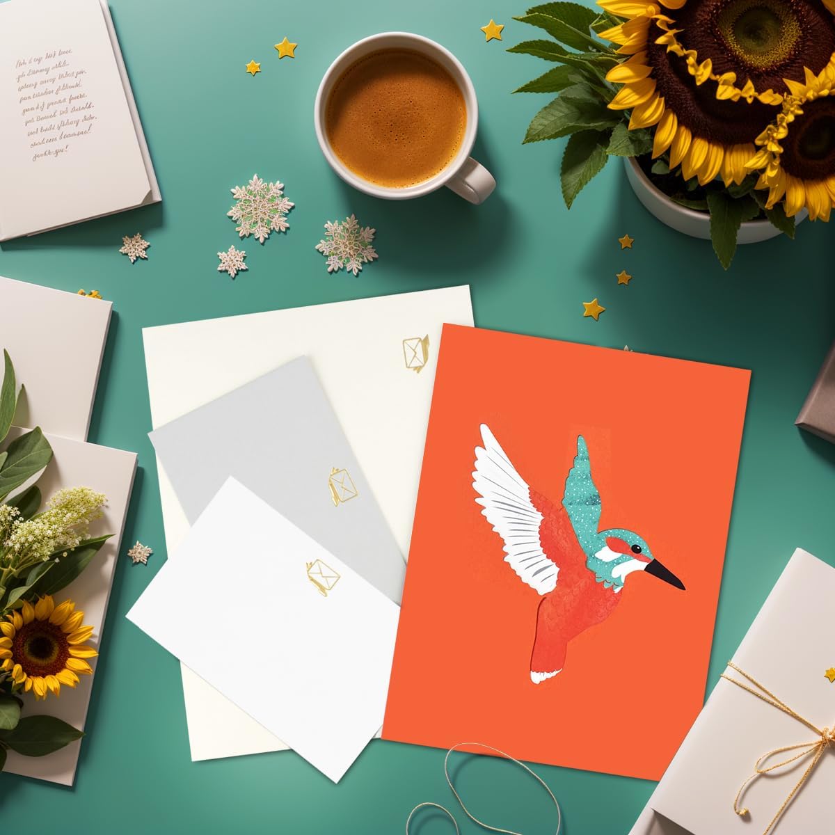 Thumbnail 3 de CNLITIHEKA 3D Kolibri Pop Up Karte – Vielfache Anlasskarten mit Blumenparche und Umschlag