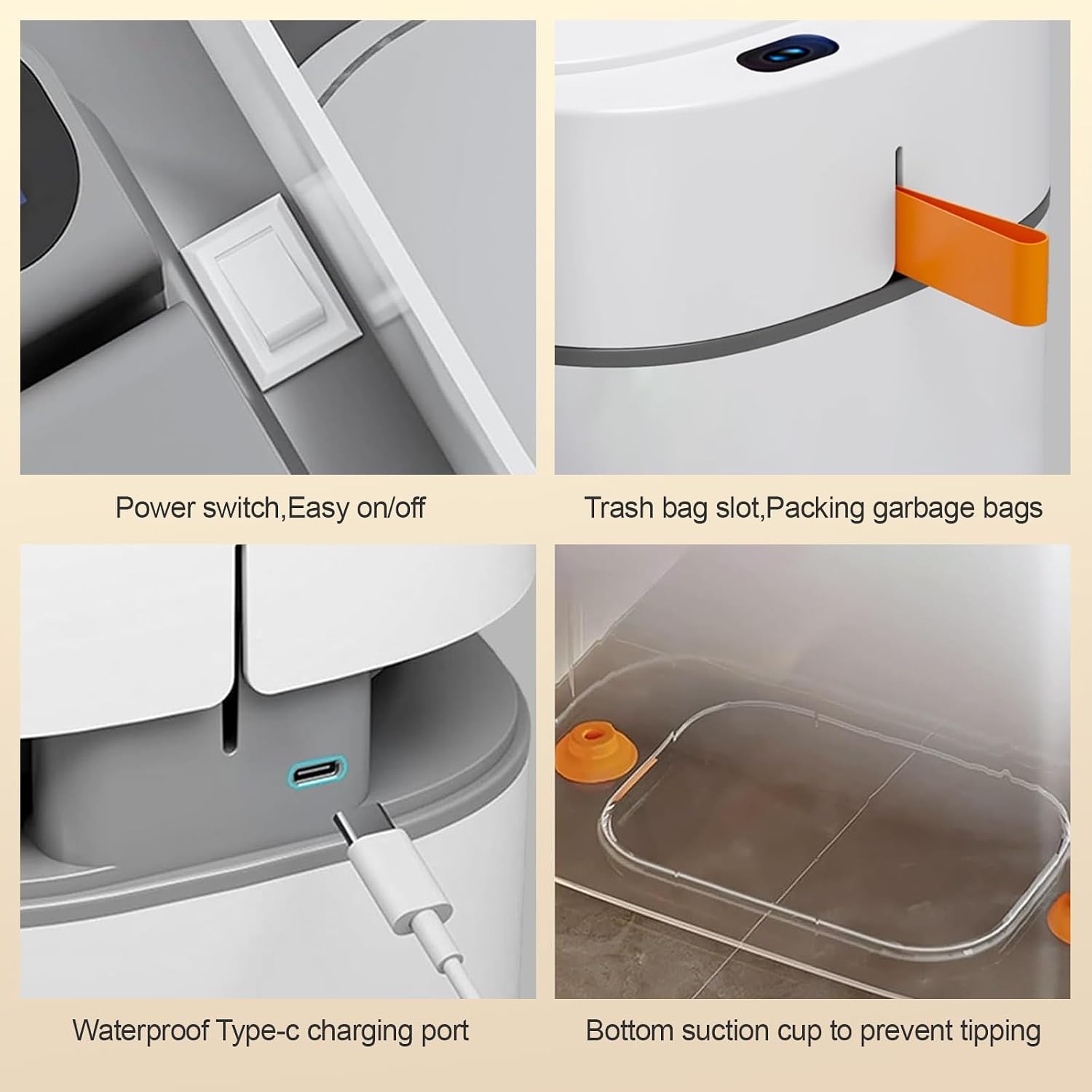 Detalle de MOPALL Motion-Sensor Trash Can, 3.5 Gallons