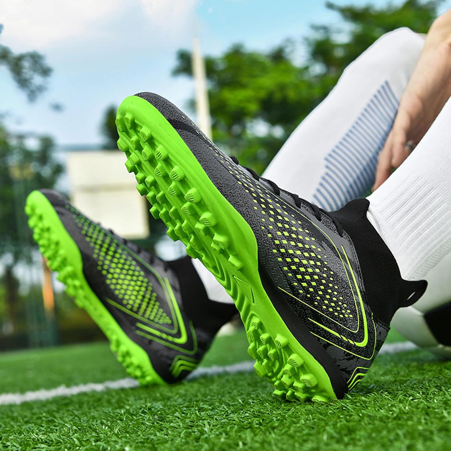 Thumbnail 6 de Donbest Fußballschuhe für Kinder (Jungen) – High-Top Kunstrasen Kickschuhe mit Schnürung