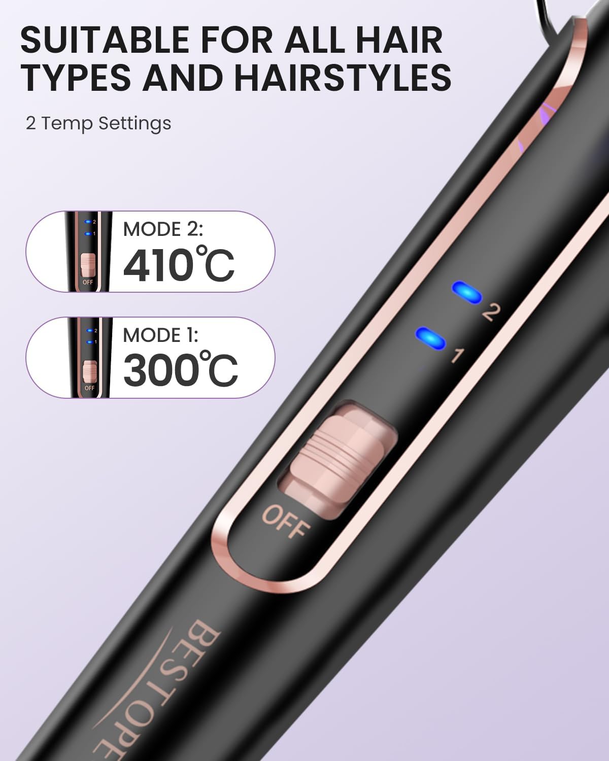 Detalle de Boucleur à Cheveux Ionique BESTOPE PRO 5-en-1 – 3 mèches et peigne chauffant pour des boucles intenses