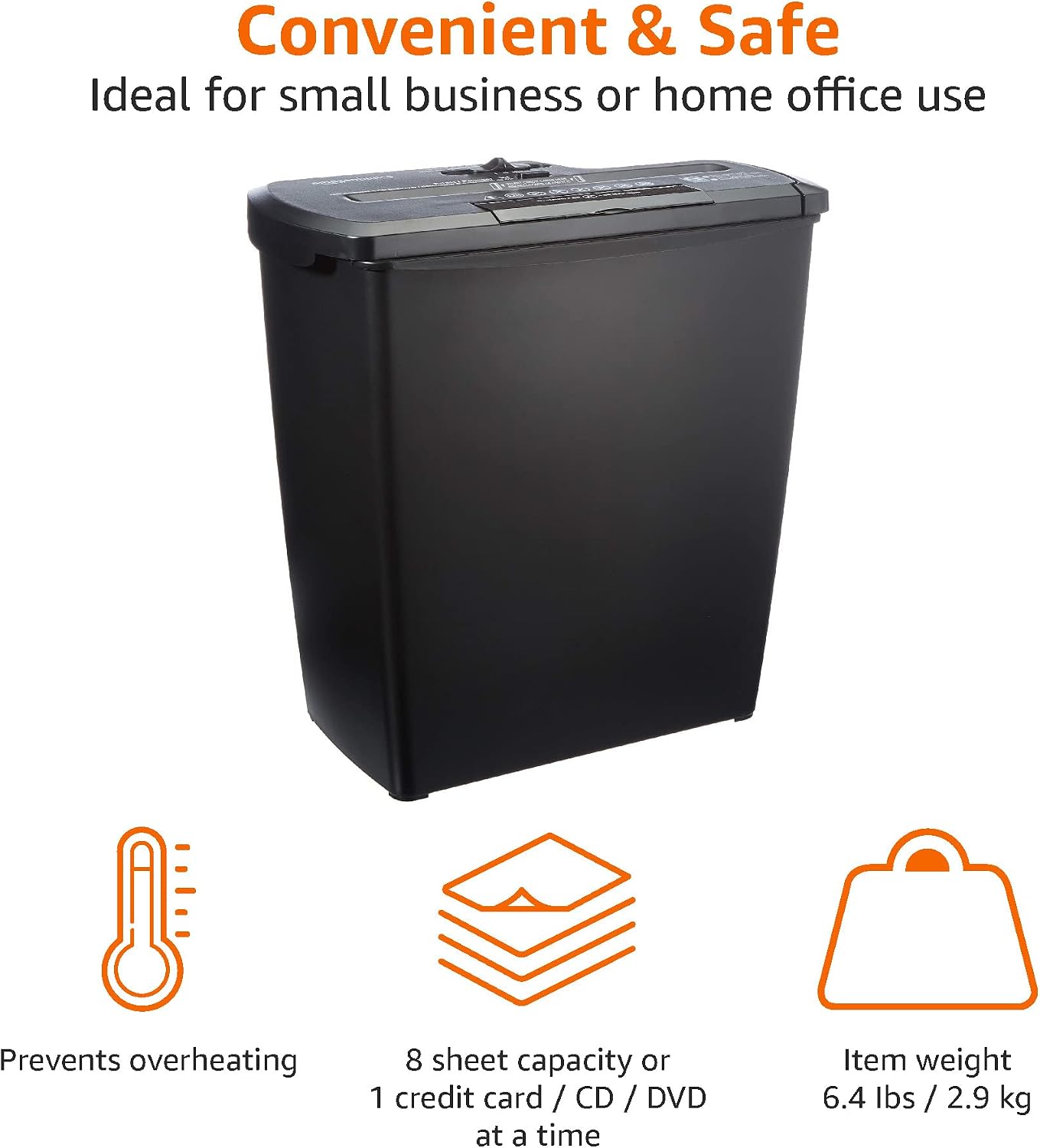 Detalle de Amazon Basics 7-8 Sheet Strip Cut Shredder with Bin (Black) – compact yet capable for home and small office