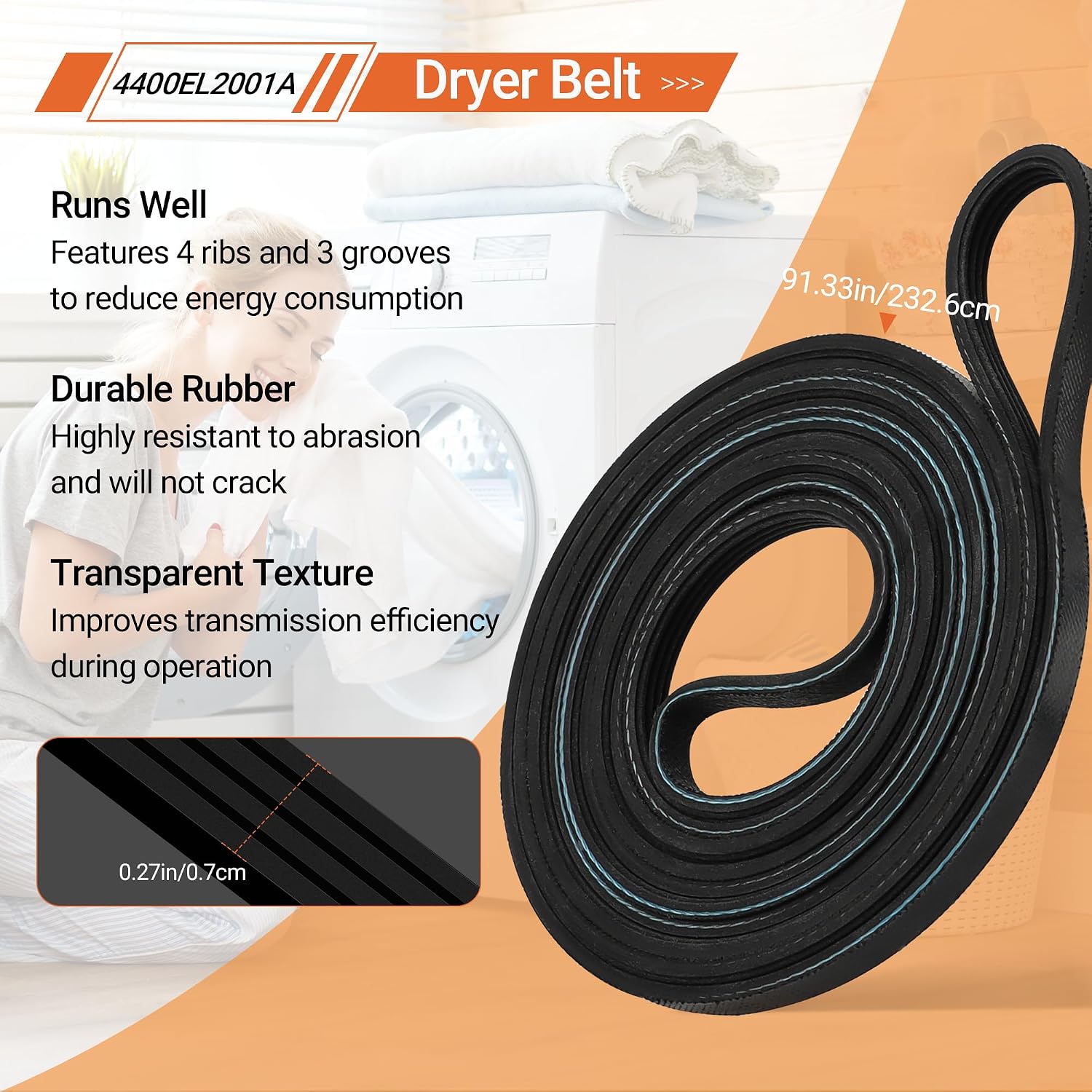 Detalle de NISHCON Dryer Repair Kit: 4581EL2002C Rollers, 4400EL2001A Belt, 4561EL3002A Pulley