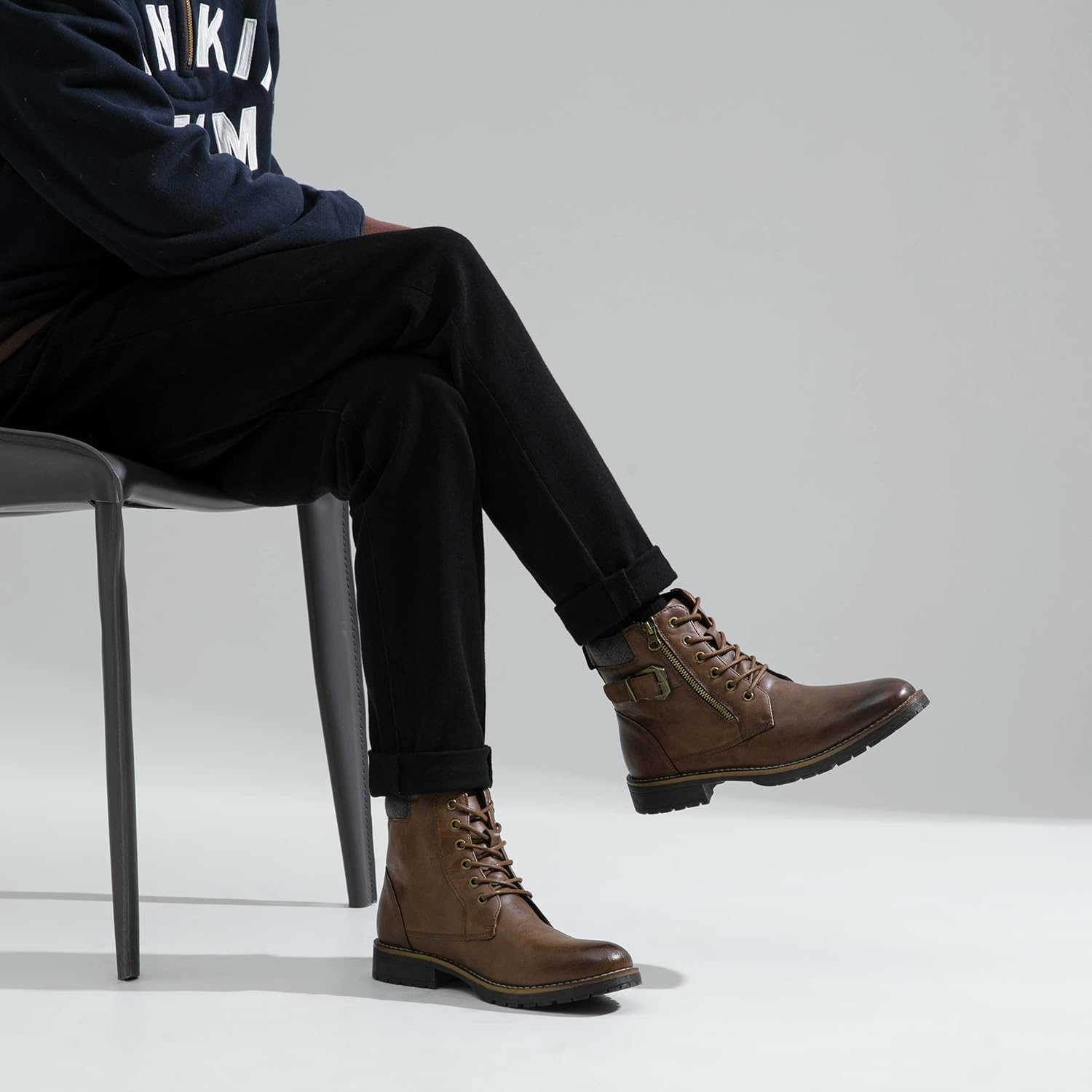 Thumbnail 1 de VOSTEY Men's Boots: Casual Motorcycle Combat Boots for Everyday Style