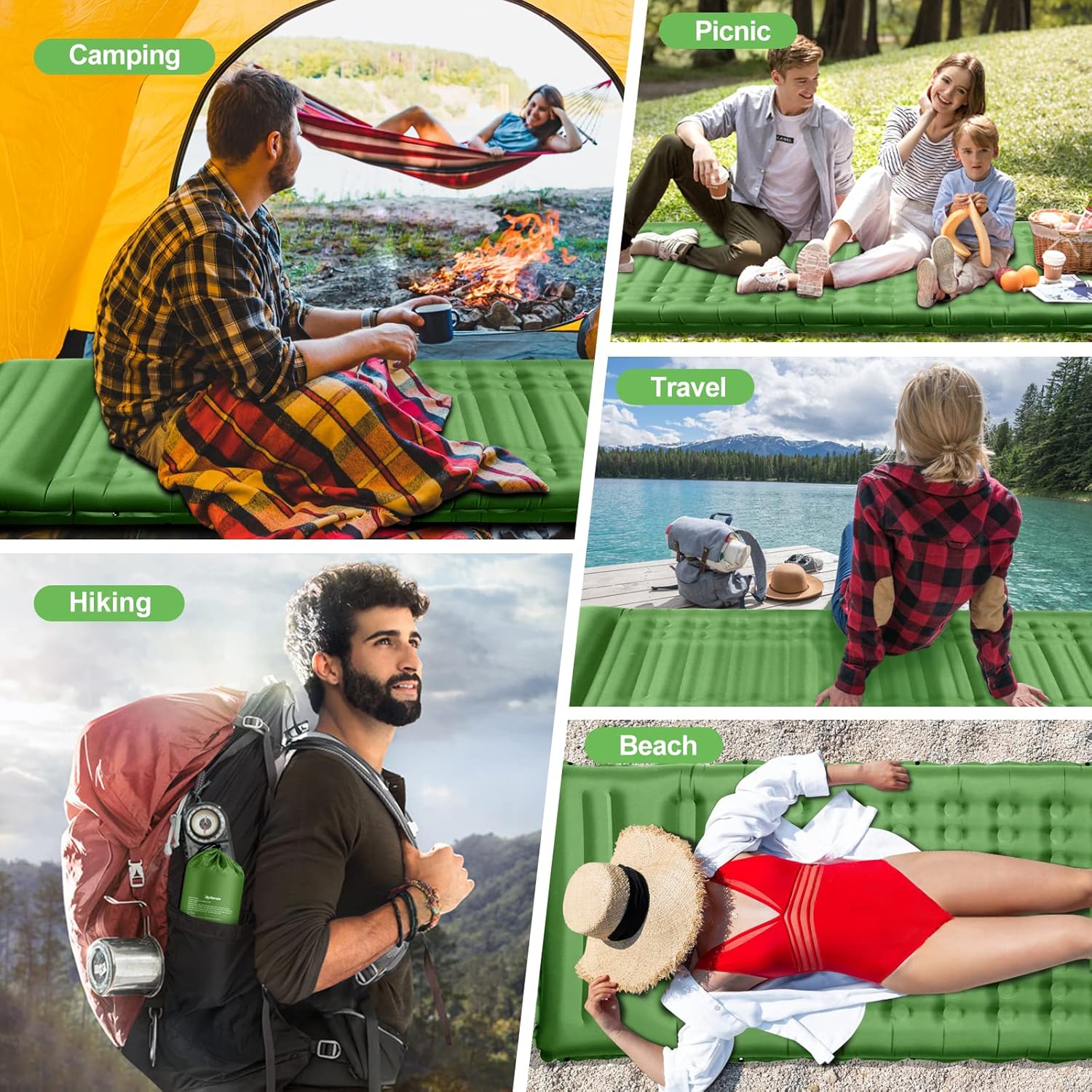 Detalle de Arlierss Isomatte (12 cm) – Luftmatratze fürs Camping mit Fußpumpe und Kissen