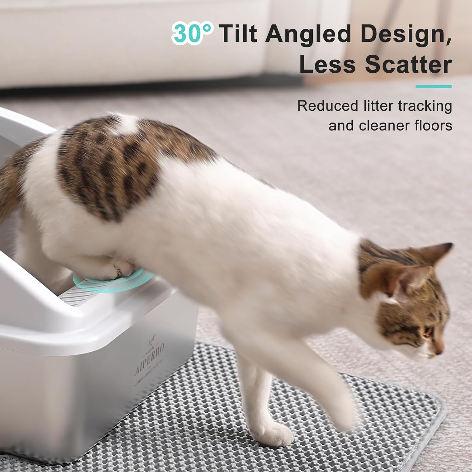 Detalle de Stainless Steel XL Enclosed Cat Litter Box 🐱