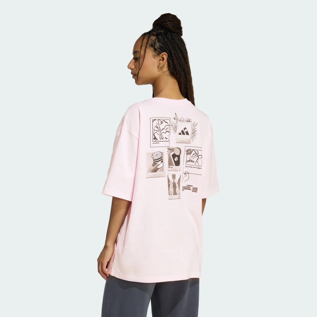 Detalle 2 de Camiseta estampada holgada Mini Embroidery de Adidas – rosa