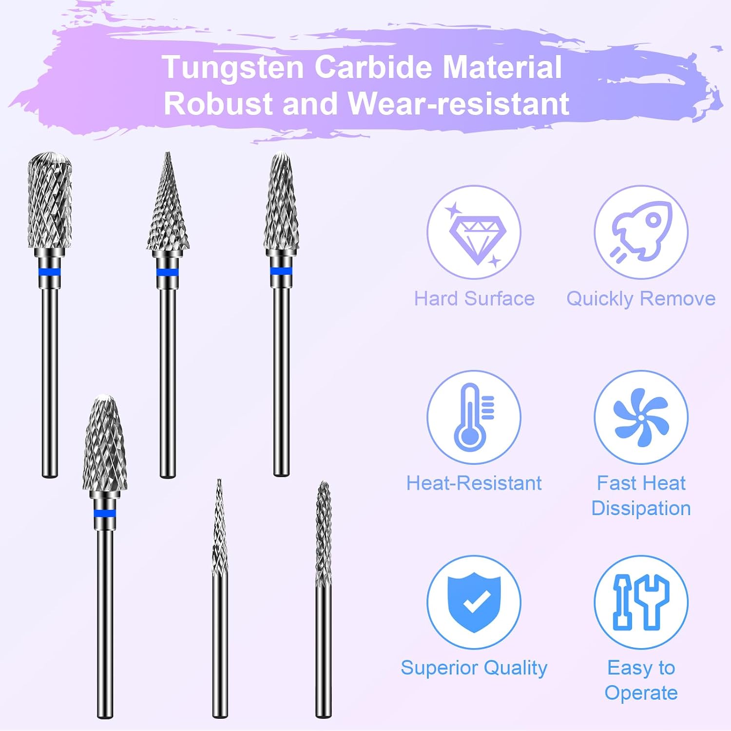 Thumbnail 2 de CGBE embouts ponceuse ongles en carbure de tungstène (6 pièces) avec brosse