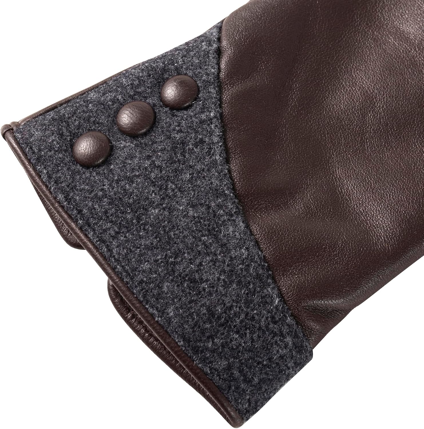 Detalle de QOF Women's Sheepskin Leather Gloves, Wool-Lined with Full-Palm Touchscreen