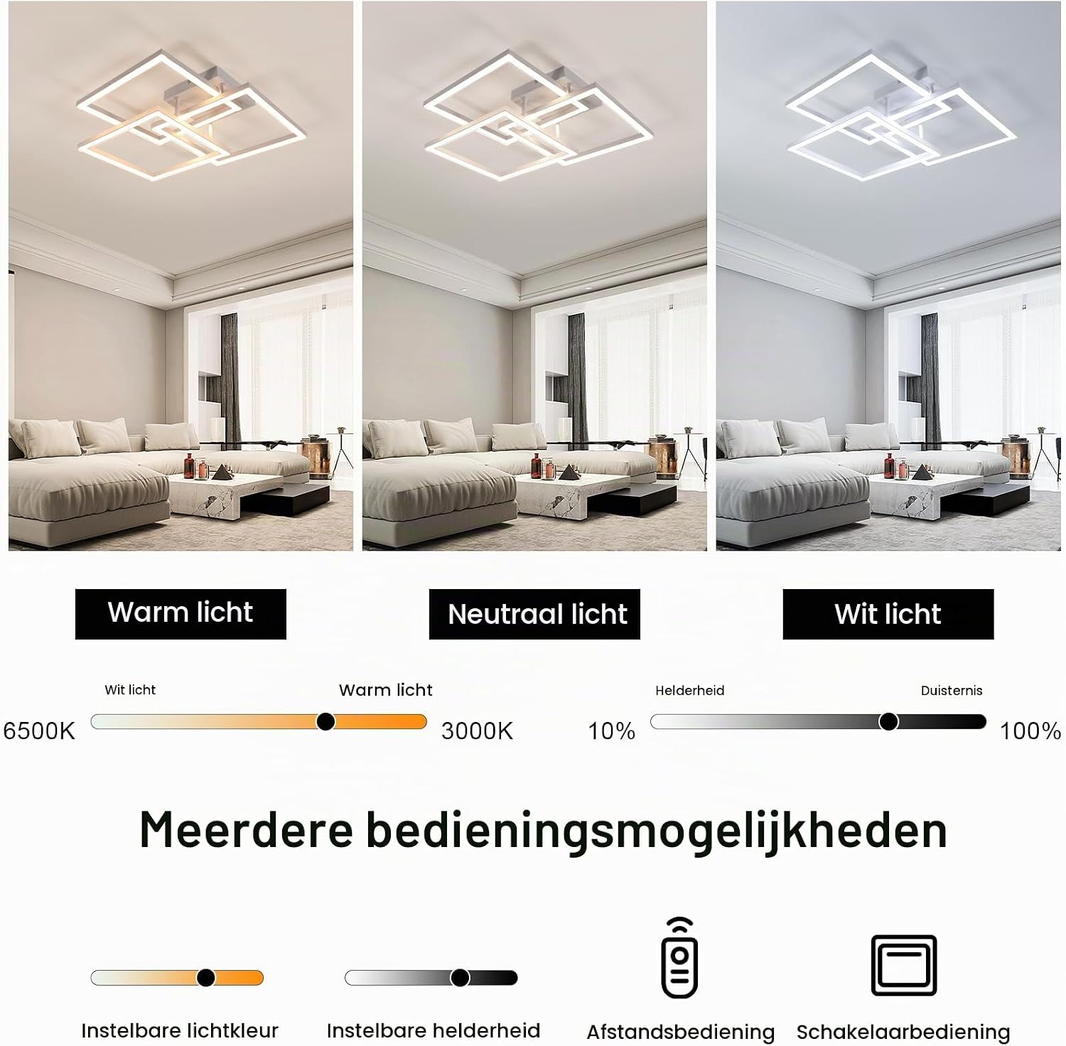 Detalle de DELIPOP SK-XLKN-9 dimbare LED-plafondlamp 62 cm, 40 W, 4500 lm