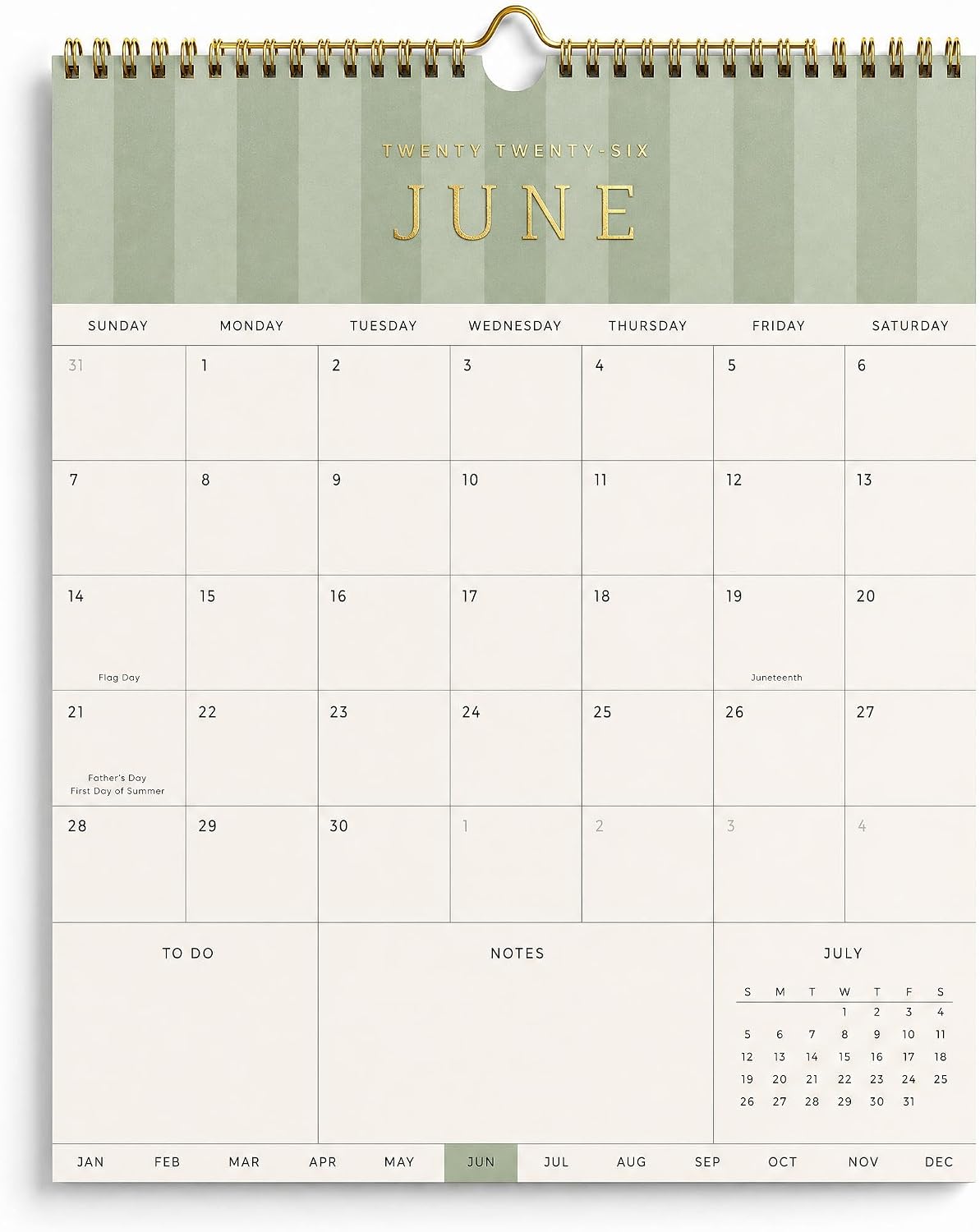 Detalle de ZICOTO 2026–2027 Wall Calendar, June 2026–December 2027, Striped Design