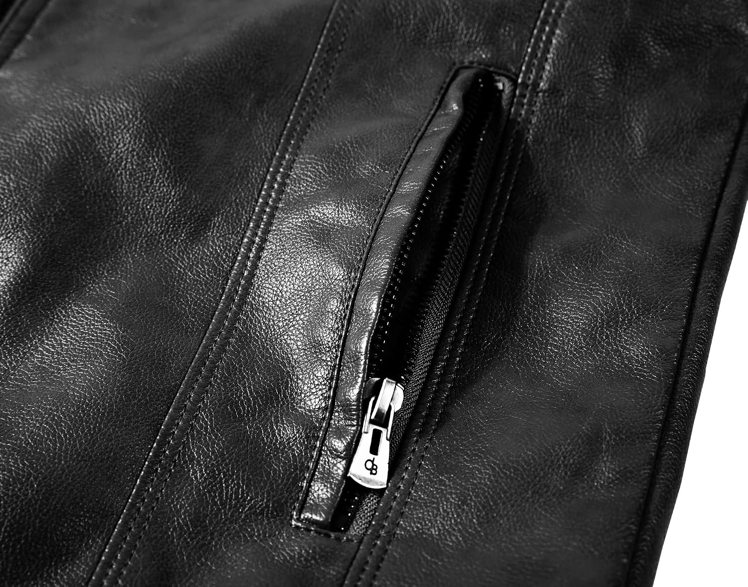 Detalle 2 de WULFUL PY-1303 Men's Faux Leather Motorcycle Jacket with Stand Collar