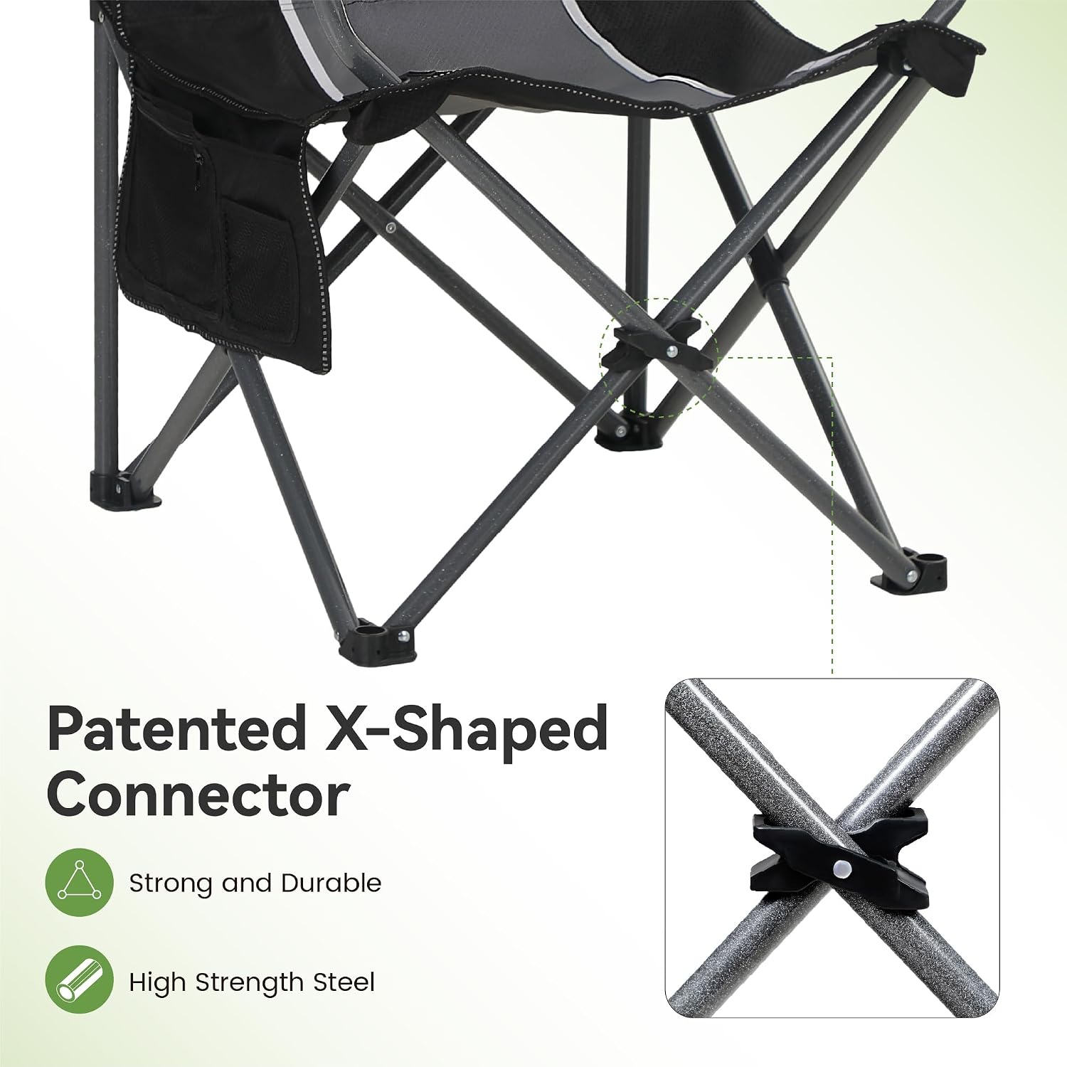 Thumbnail 2 de LET'S CAMP Campingstuhl Klappstuhl Faltbar Angelstuhl XL mit Getränkehaltern und Tragetasche – 160 kg Tragkraft