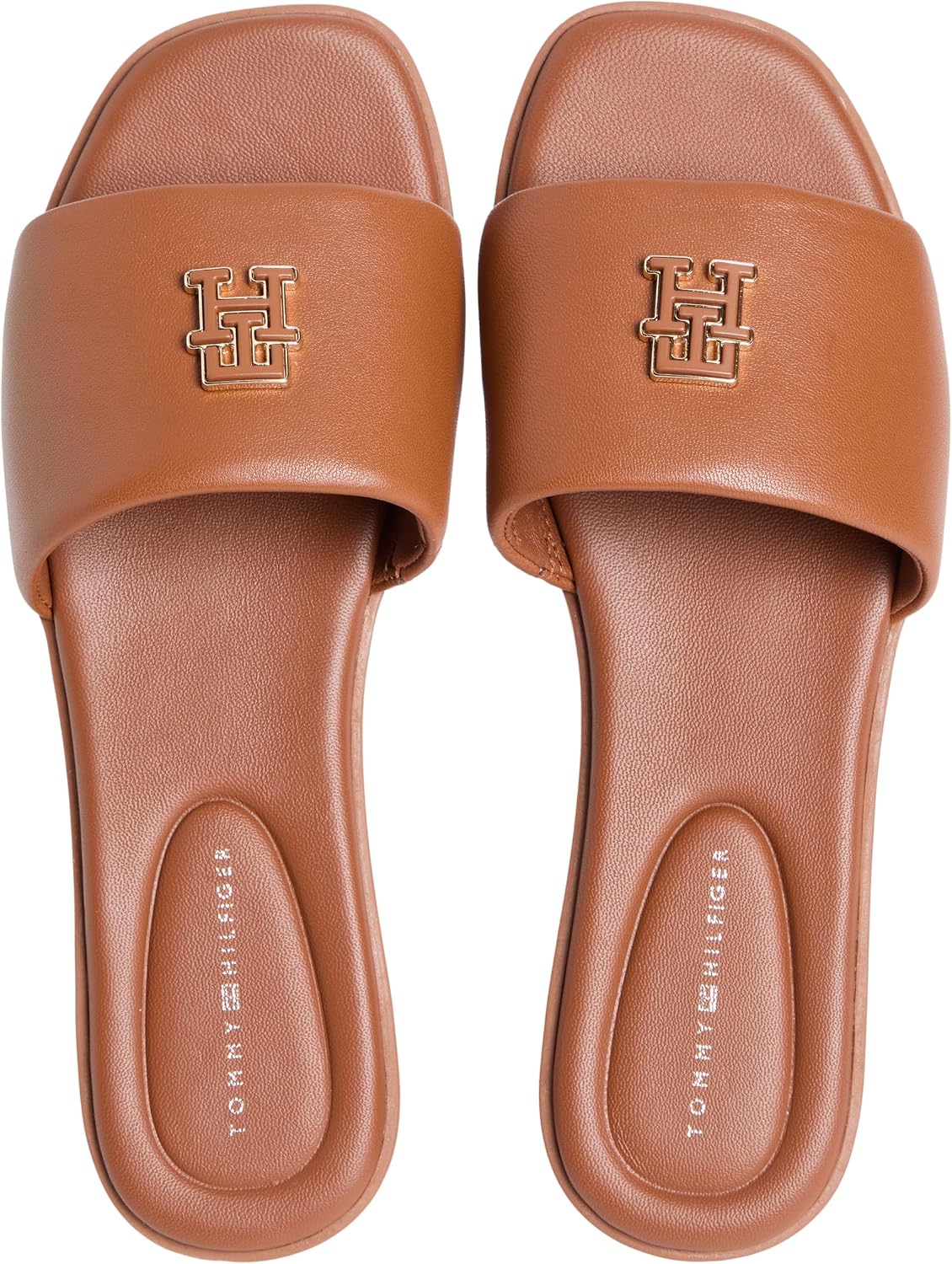 Detalle de Tommy Hilfiger Damen Th Logo Hardware Leather Mule FW0FW09292 – Flache Sandalen