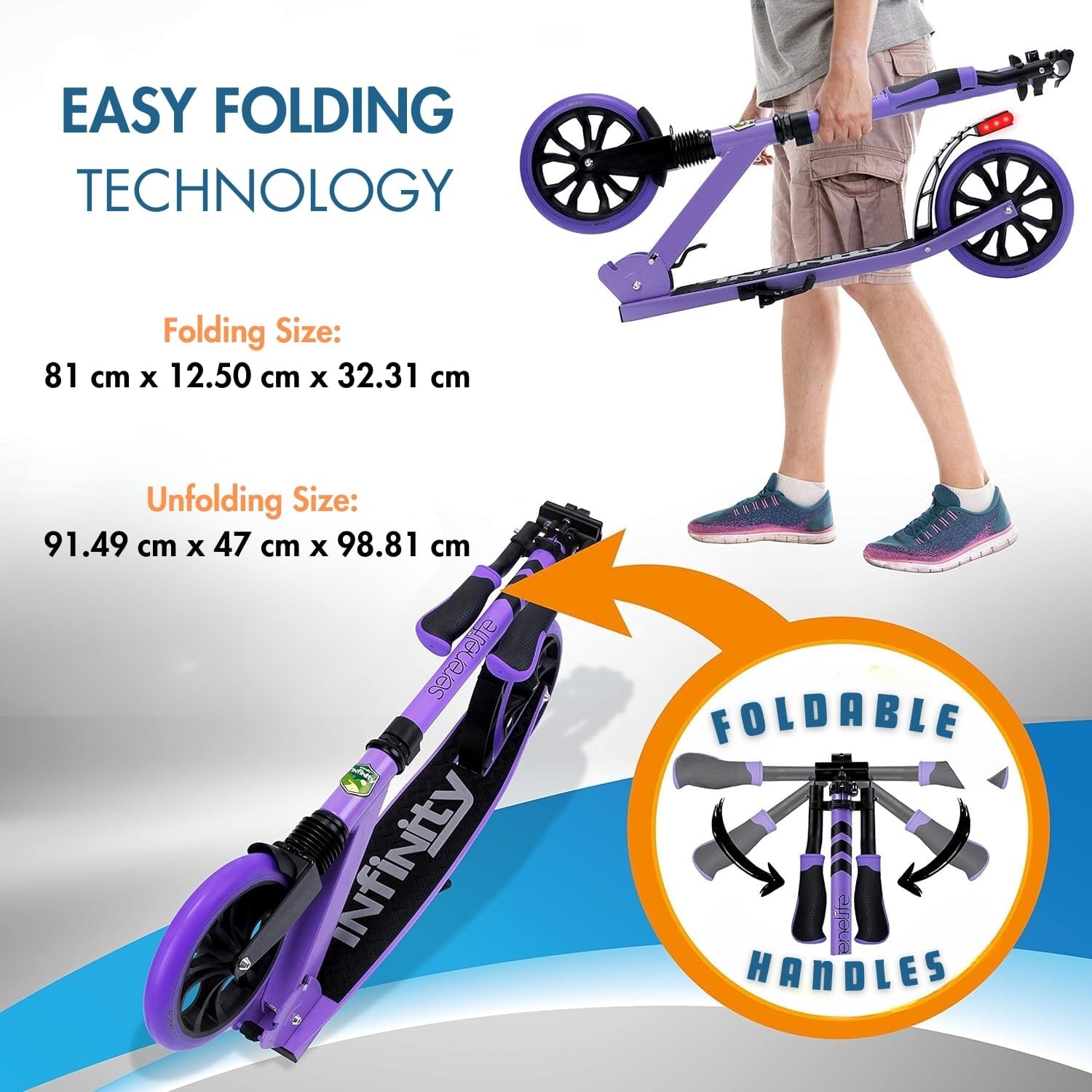 Thumbnail 4 de SereneLife Folding Kick Scooter: Lightweight, Adjustable and Ready for Indoor or Outdoor Use