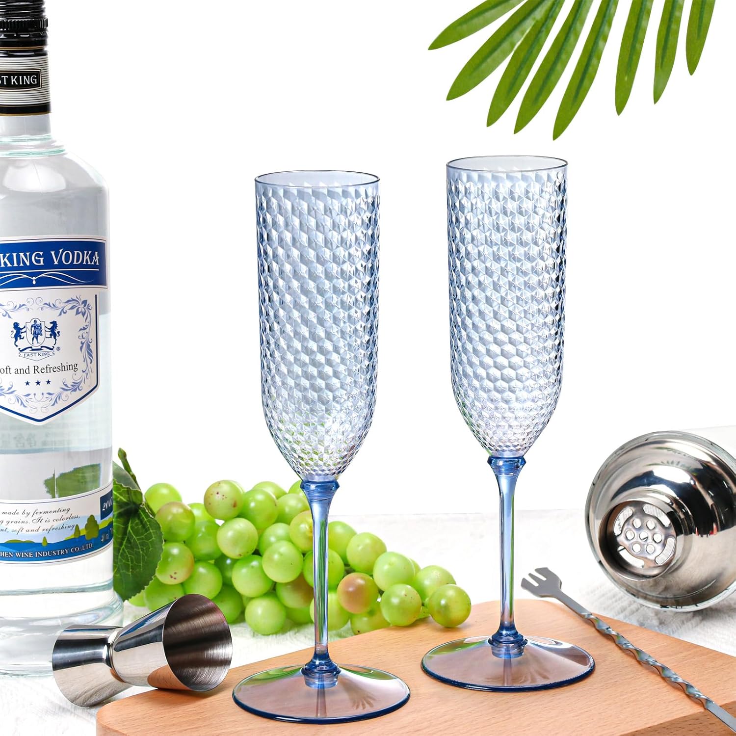 Detalle 2 de XUWAIDSGN 5.5 Oz Blue Disposable Champagne Flutes ๐ฅ