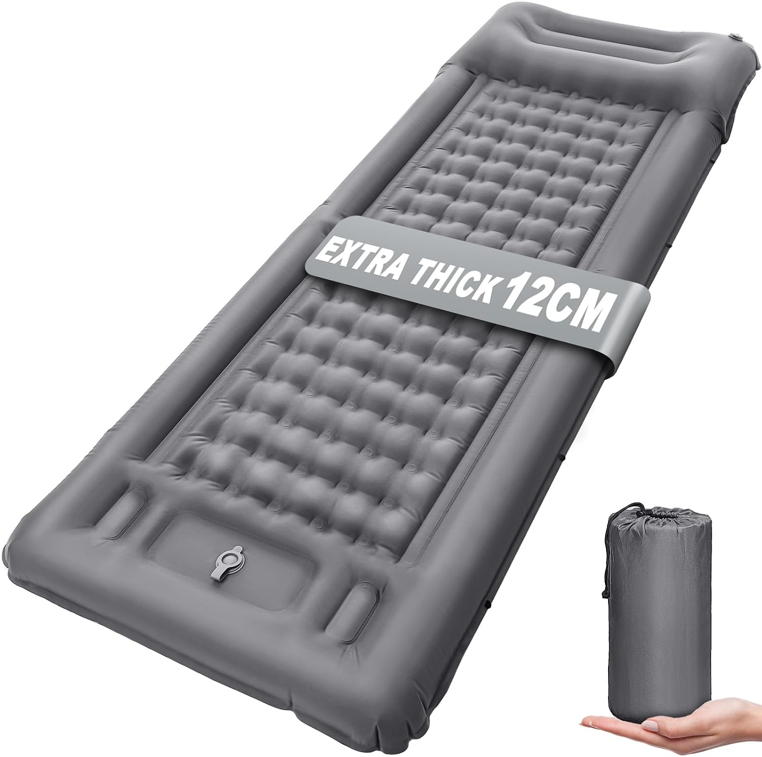 Detalle de NHOWIN Camping Mat: 12cm Thick Sleeping Mat with Built-in Pump