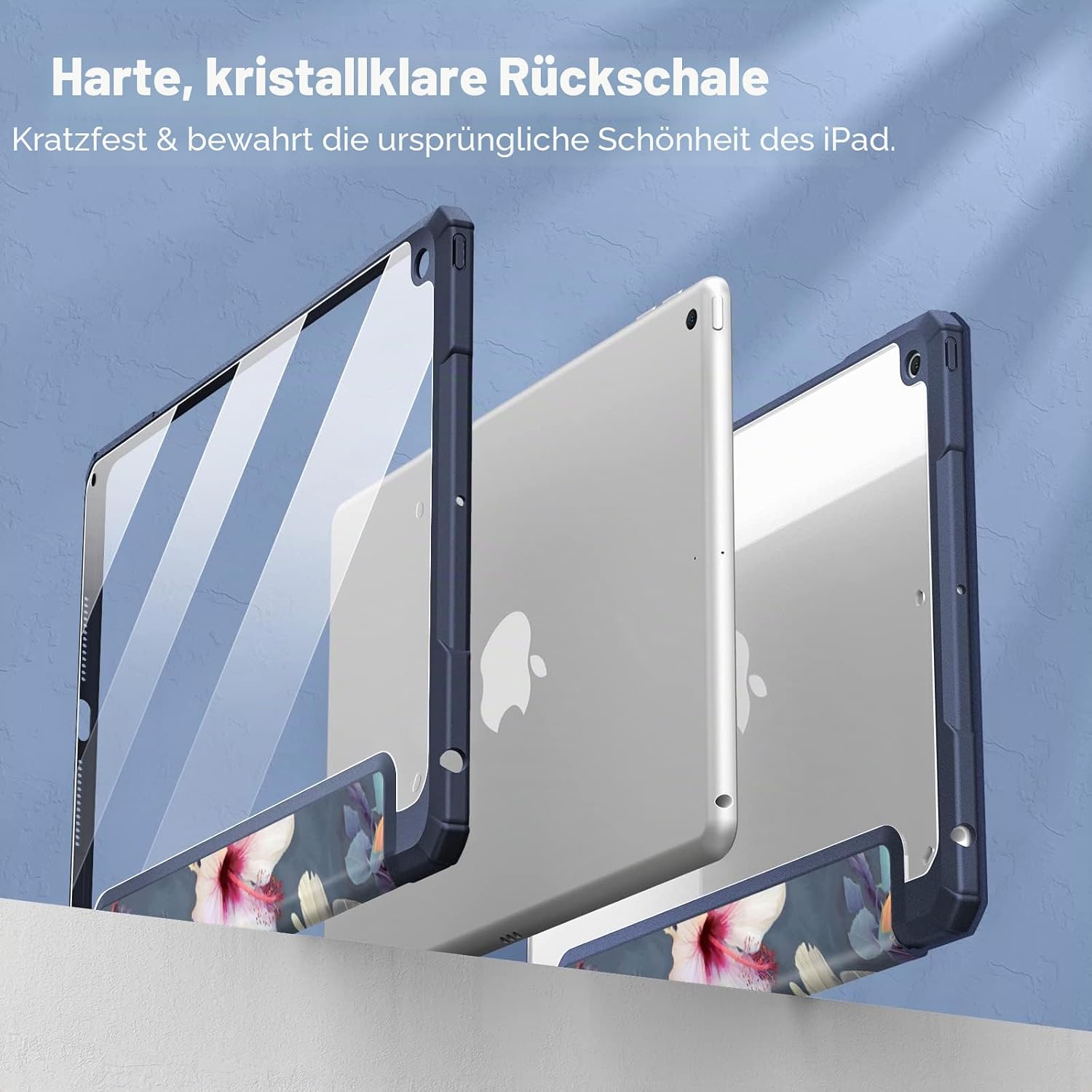Detalle 2 de Fintie Hybrid Hülle mit Stifthalter für 10,2" iPad (9./8./7. Gen, 2019–2021) – Stoßschutz mit transparenter Rückseite, Hibiskus