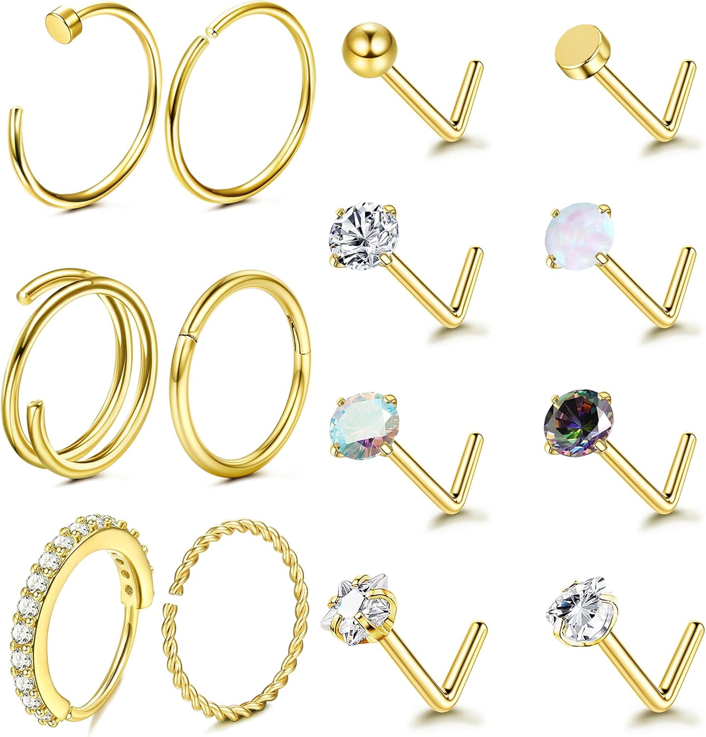 Thumbnail 1 de LOLIAS 14K Gold Plated Nose Rings 14 pcs 💍