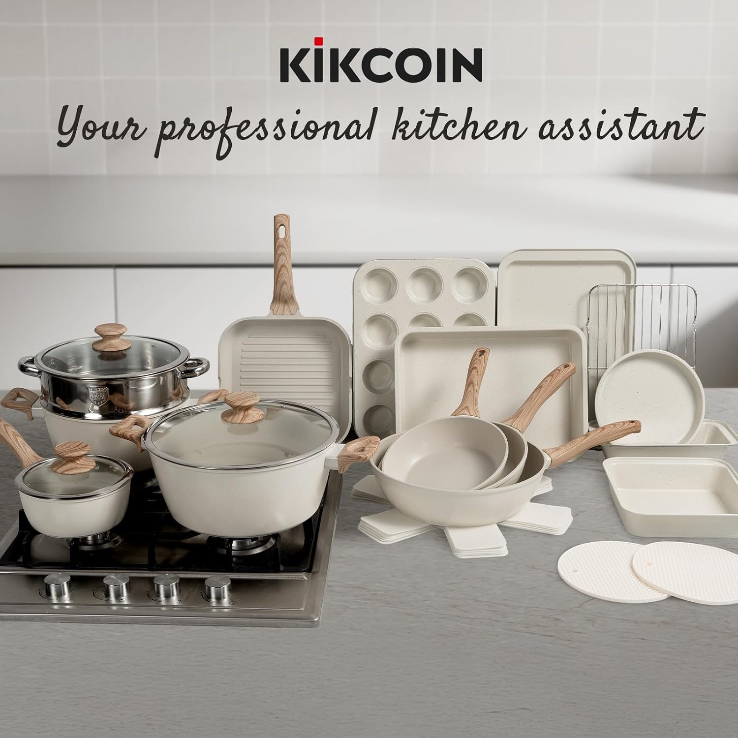 Thumbnail 6 de Kikcoin 31-Piece Nonstick Pots and Pans Set
