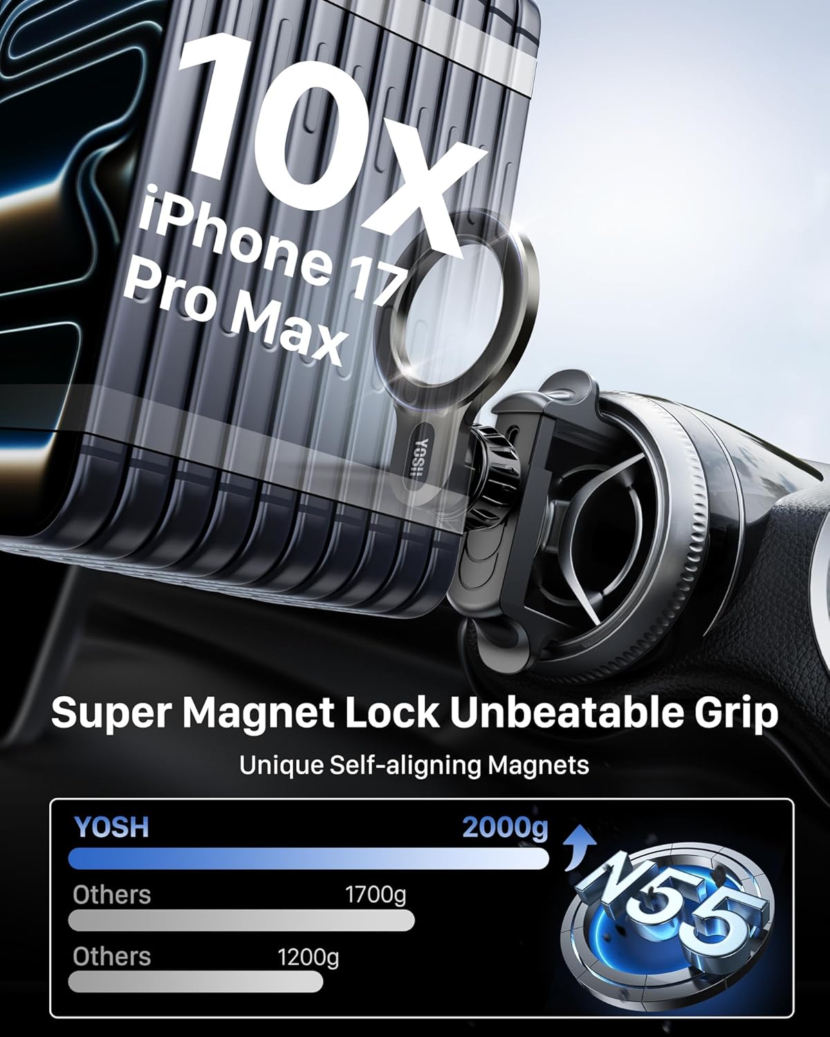 Detalle 2 de YOSH Mercedes Handyhalterung Magsafe 360°