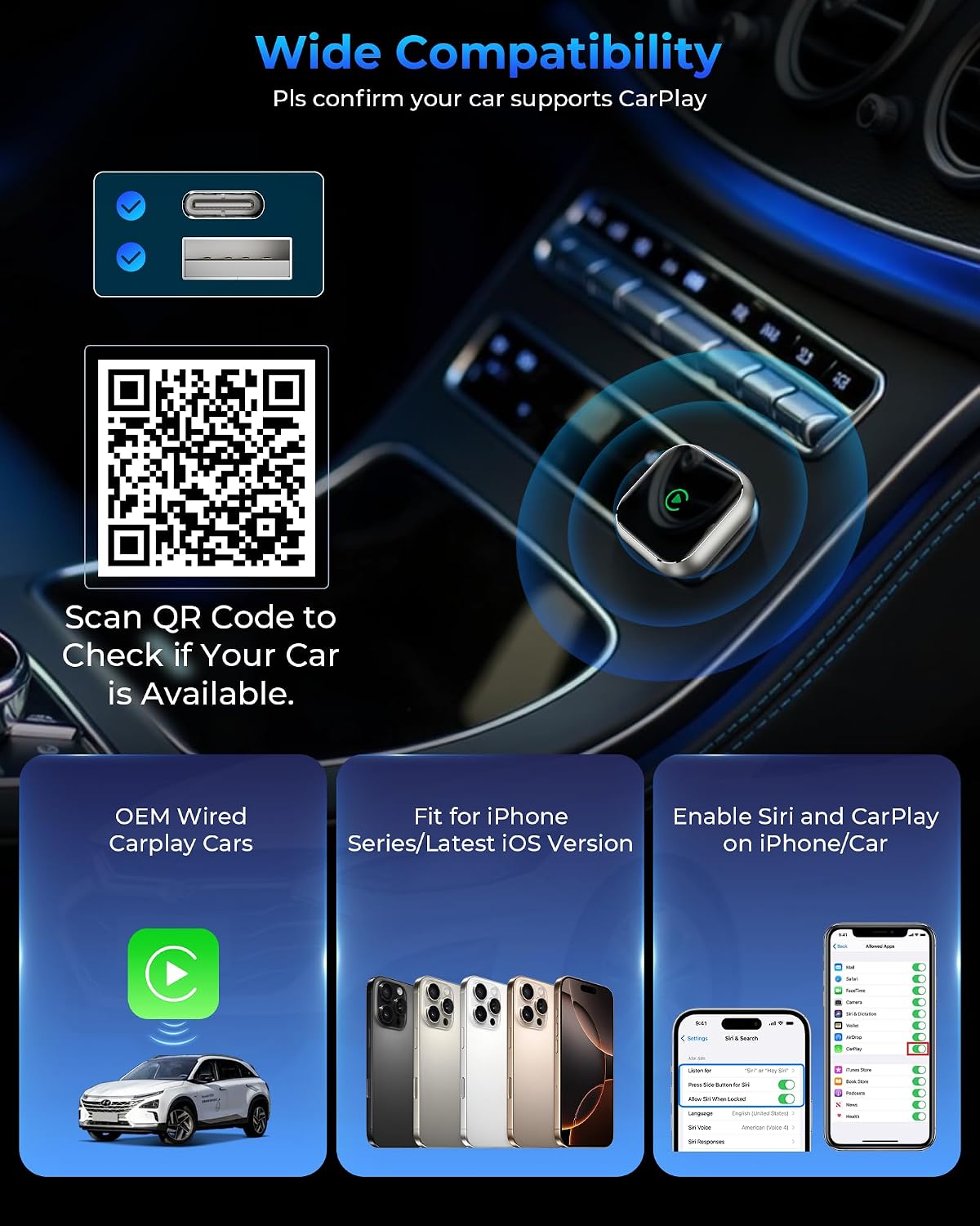 Detalle 2 de Wireless CarPlay Adapter Mini T-Shaped for iPhone