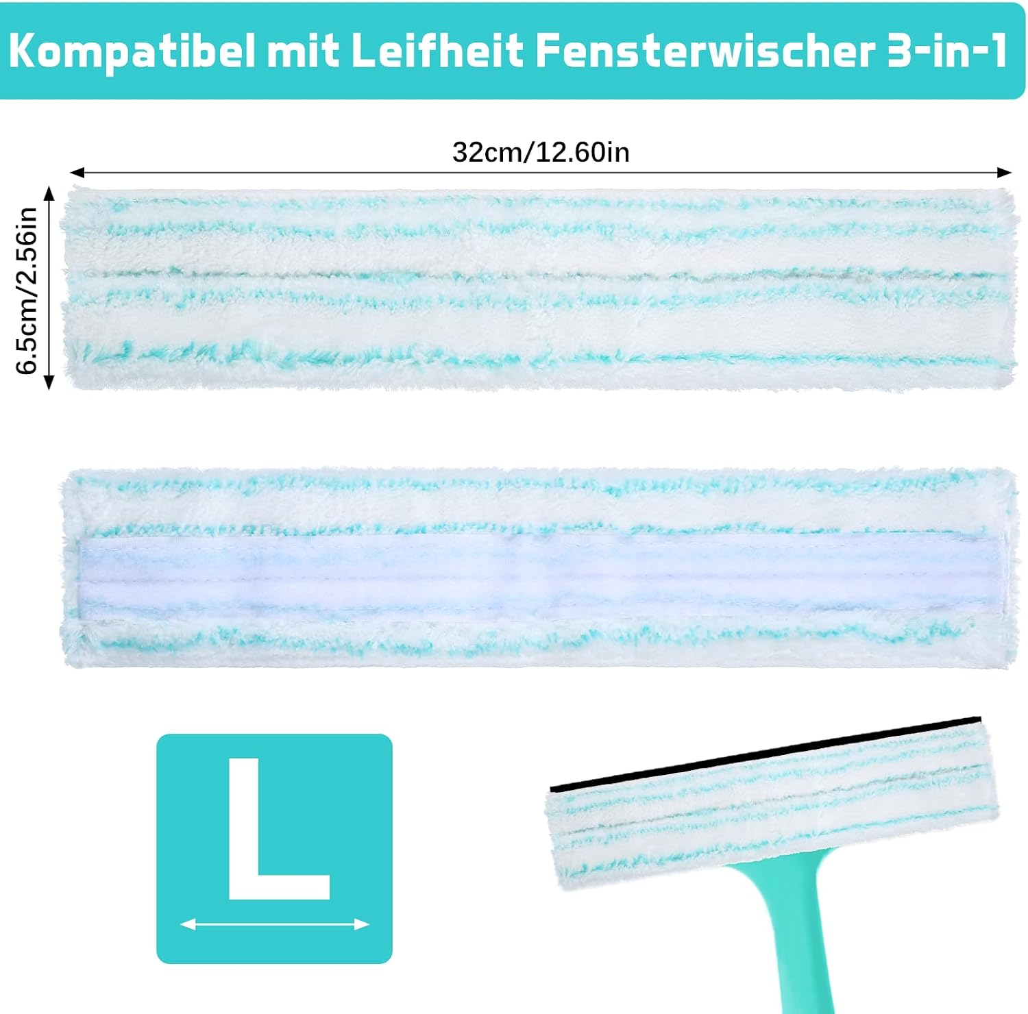 Detalle 2 de MICHIHOMIE HK152-03 vervangingsmoppen, 3 stuks voor Leifheit Cleaner L