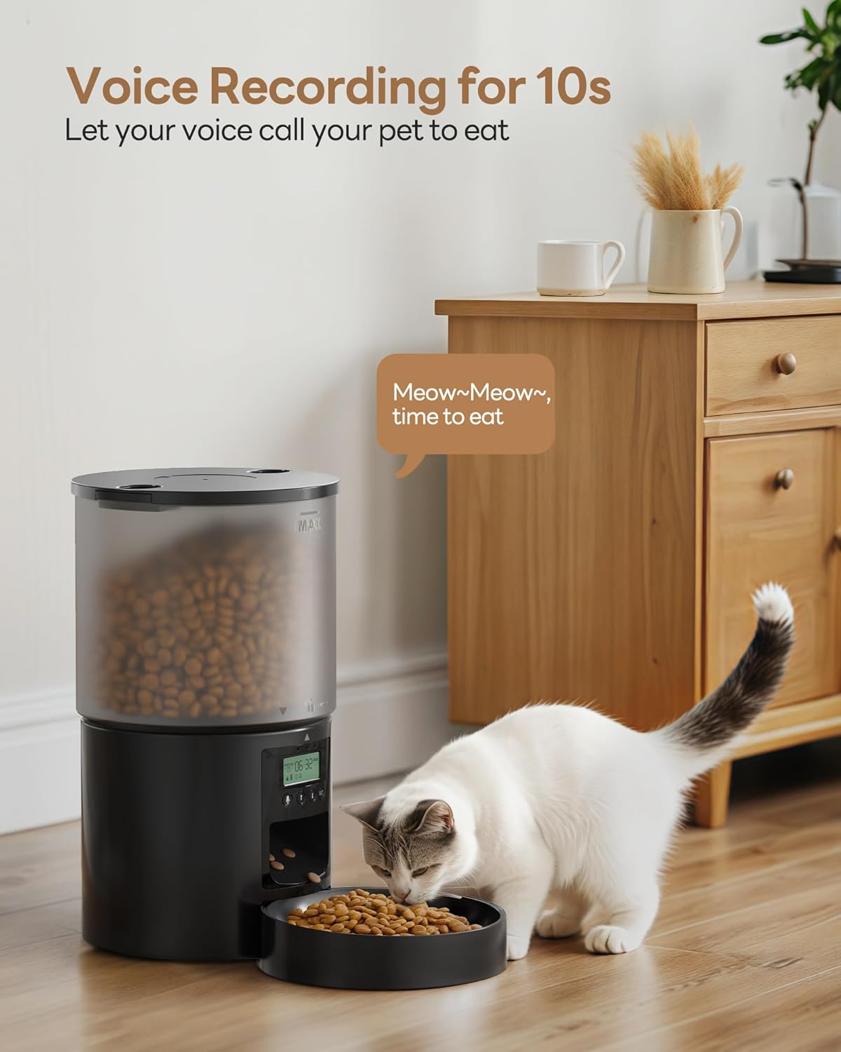 Detalle de Automatic cat food feeder 4L with timer