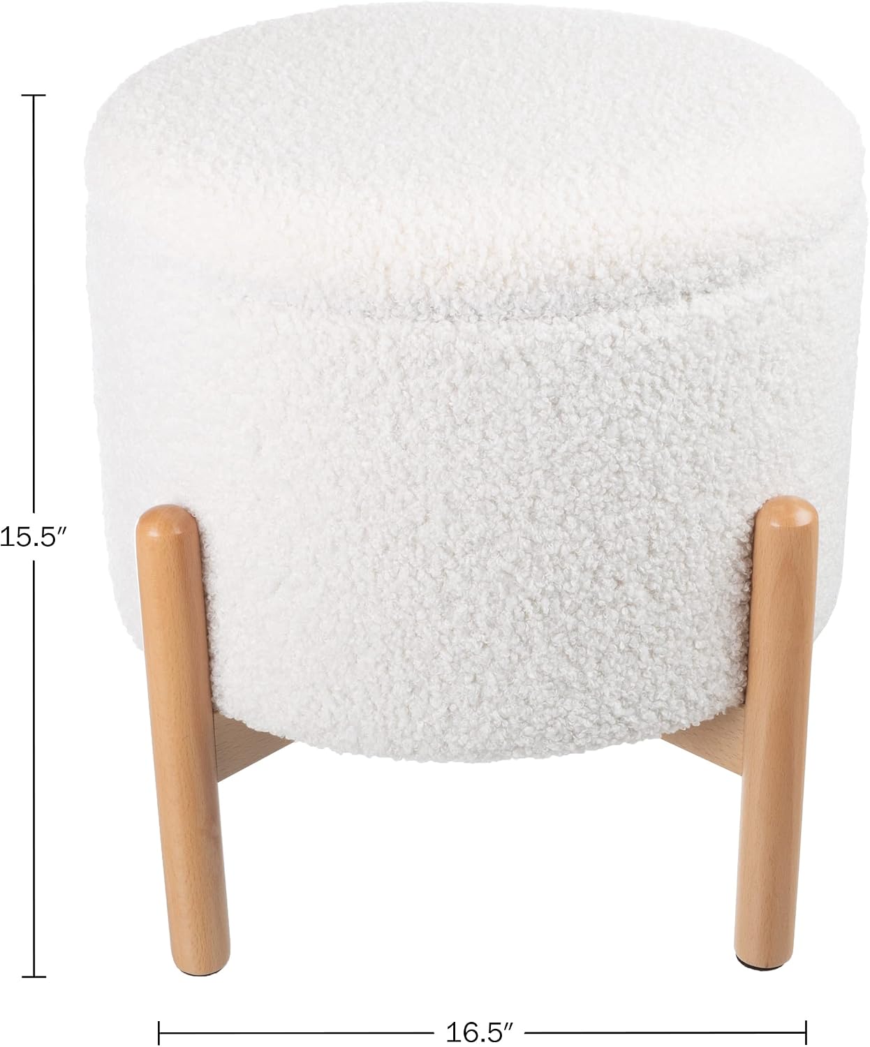 Detalle de Lavish Home Storage Ottoman in White